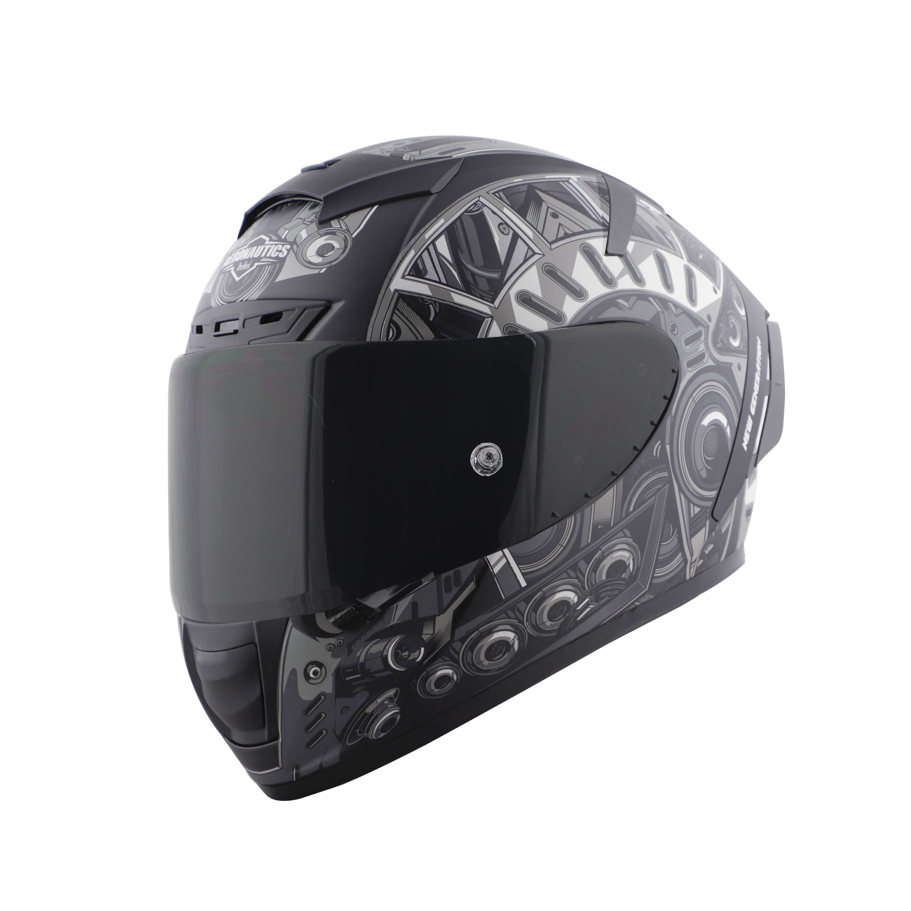 SA-2 TERMINATOR 2.0 MAT BLACK WITH GREY FITTED WITH CLEAR VISOR EXTRA SMOKE VISOR FREE (WITH ANTI-FOG SHIELD HOLDER)