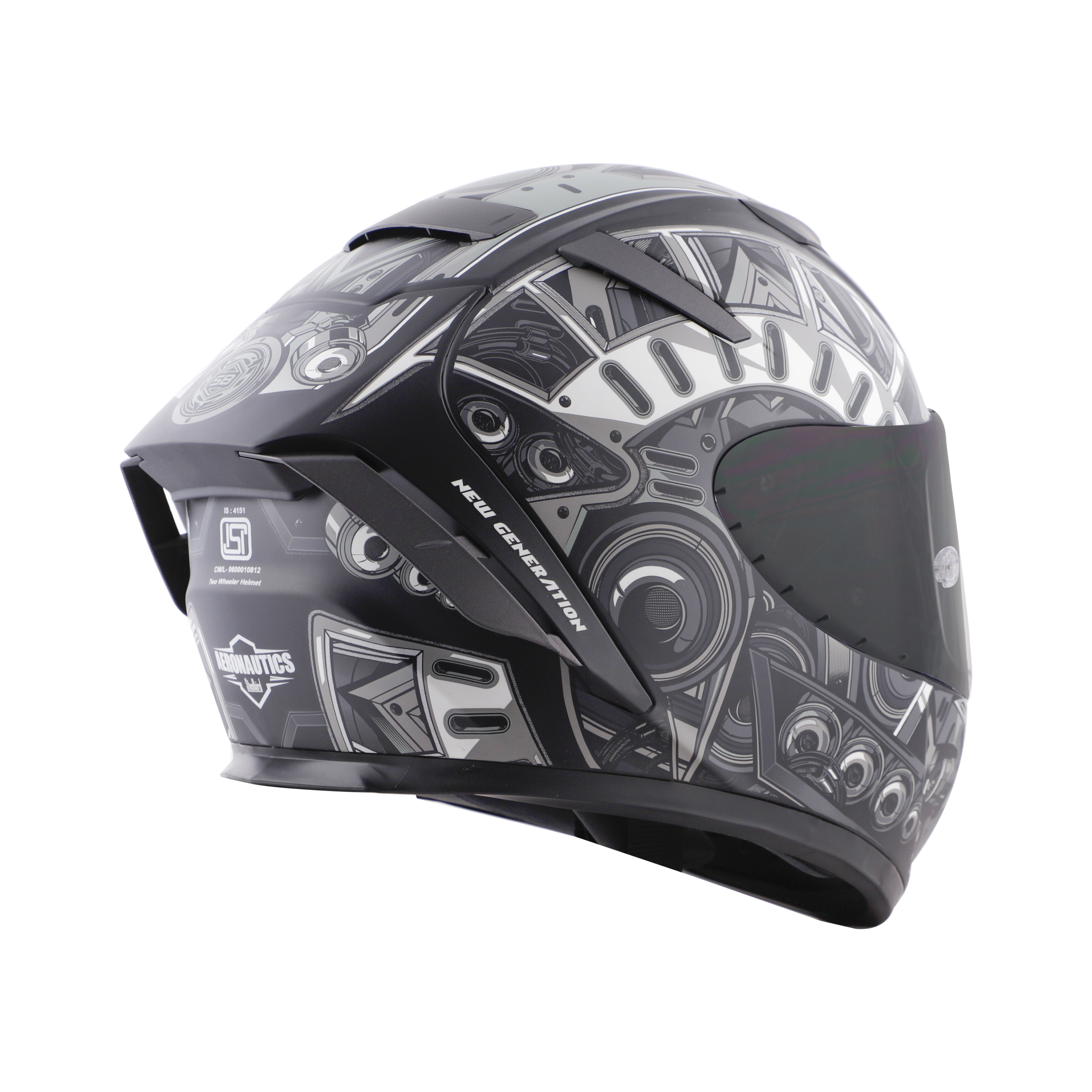 SA-2 TERMINATOR 2.0 MAT BLACK WITH GREY FITTED WITH CLEAR VISOR EXTRA SMOKE VISOR FREE (WITH ANTI-FOG SHIELD HOLDER)