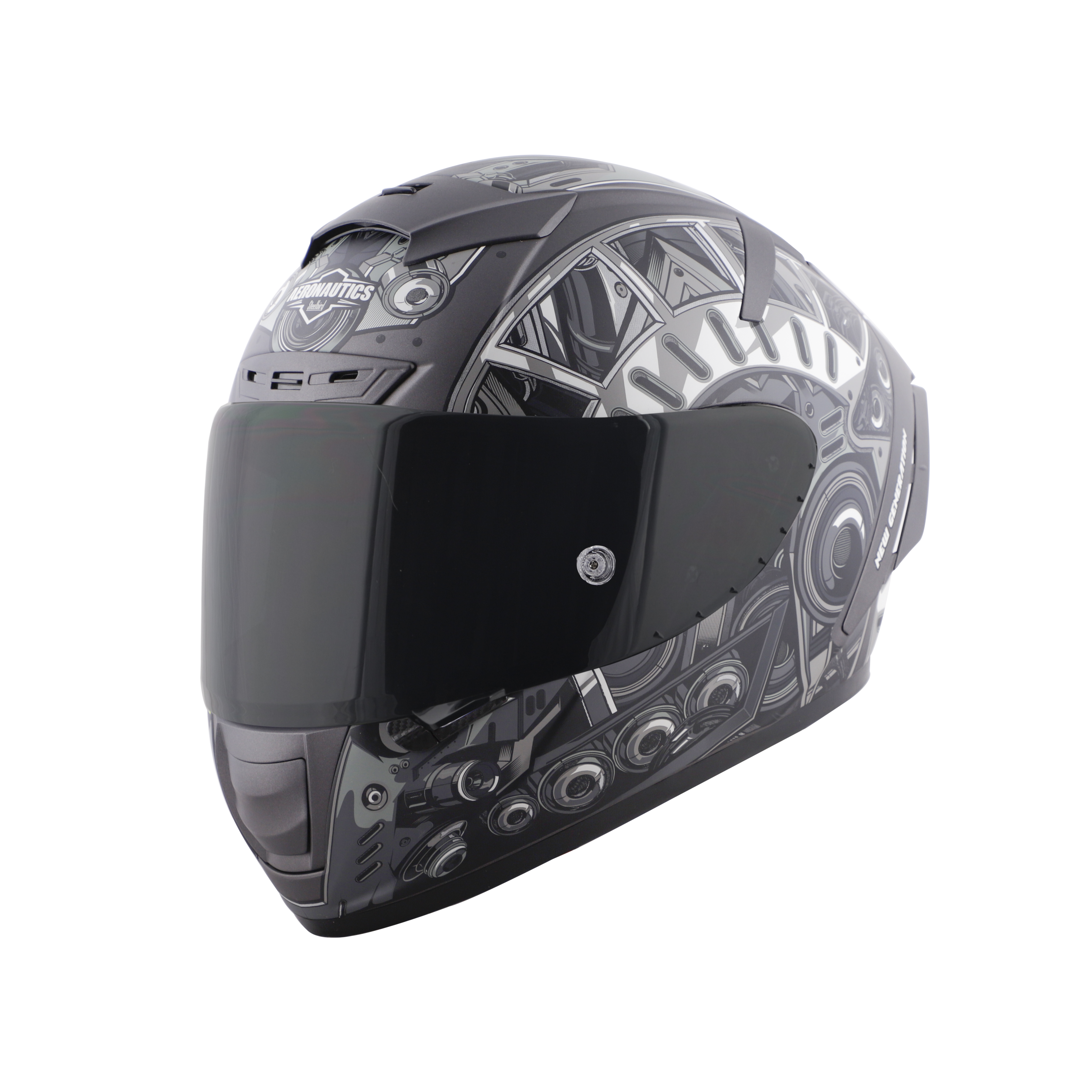 SA-2 TERMINATOR 2.0 MAT H.GREY WITH GREY FITTED WITH CLEAR VISOR EXTRA SMOKE VISOR FREE (WITH ANTI-FOG SHIELD HOLDER)