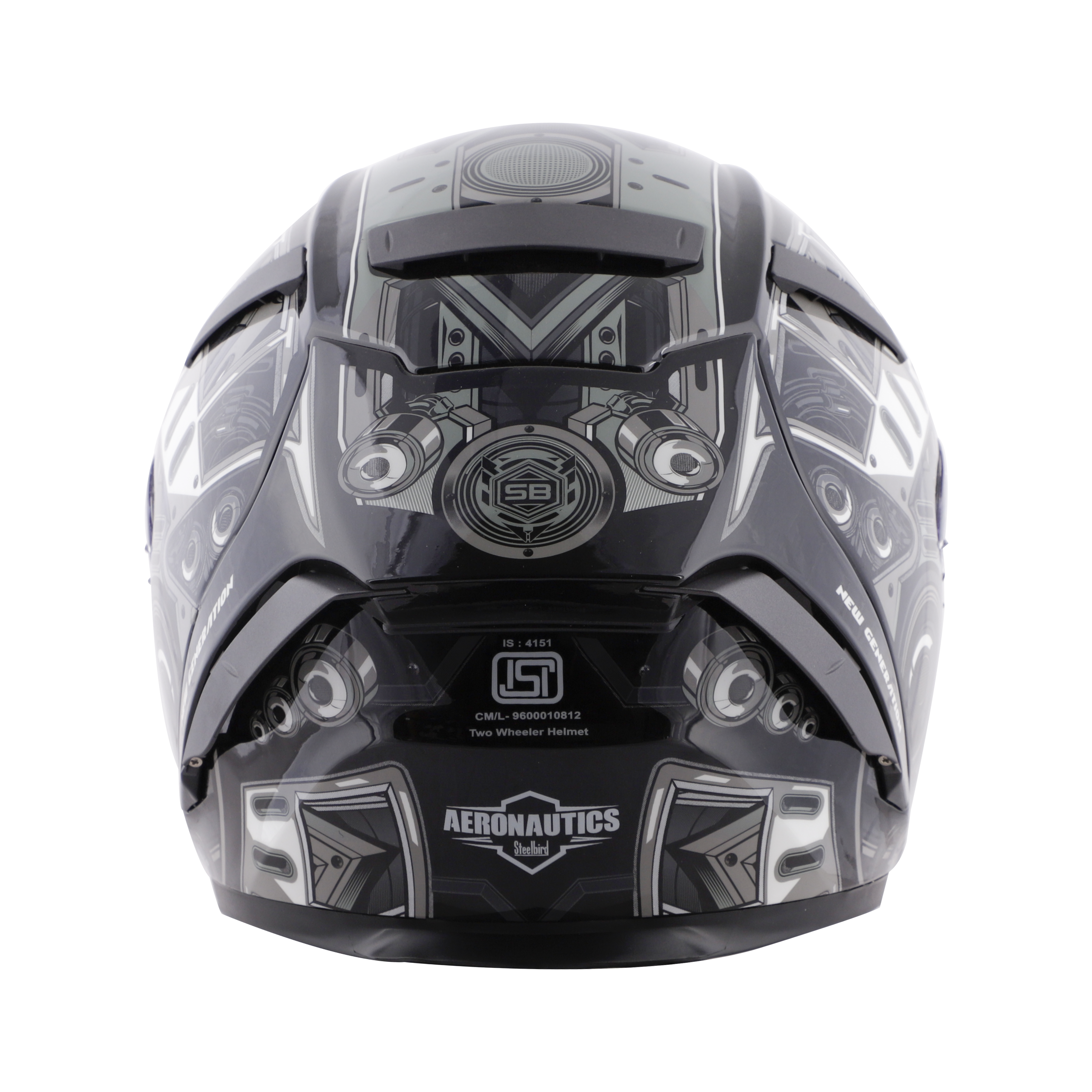 SA-2 TERMINATOR 2.0 GLOSSY BLACK WITH GREY FITTED WITH CLEAR VISOR EXTRA RAINBOW CHROME VISOR FREE (WITH ANTI-FOG SHIELD HOLDER)