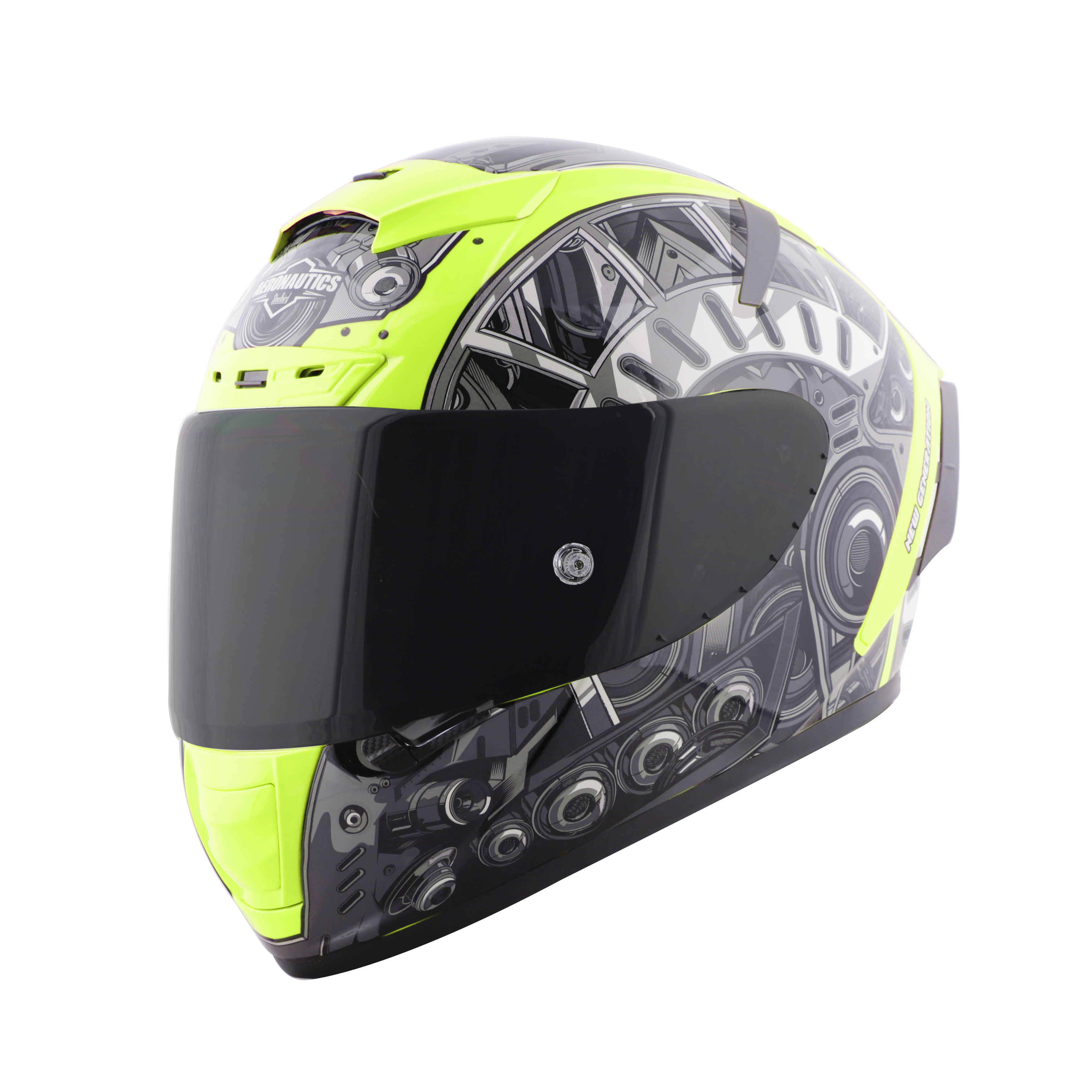 SA-2 TERMINATOR 2.0 GLOSSY FLUO NEON WITH GREY FITTED WITH CLEAR VISOR EXTRA SMOKE VISOR FREE (WITH ANTI-FOG SHIELD HOLDER) 