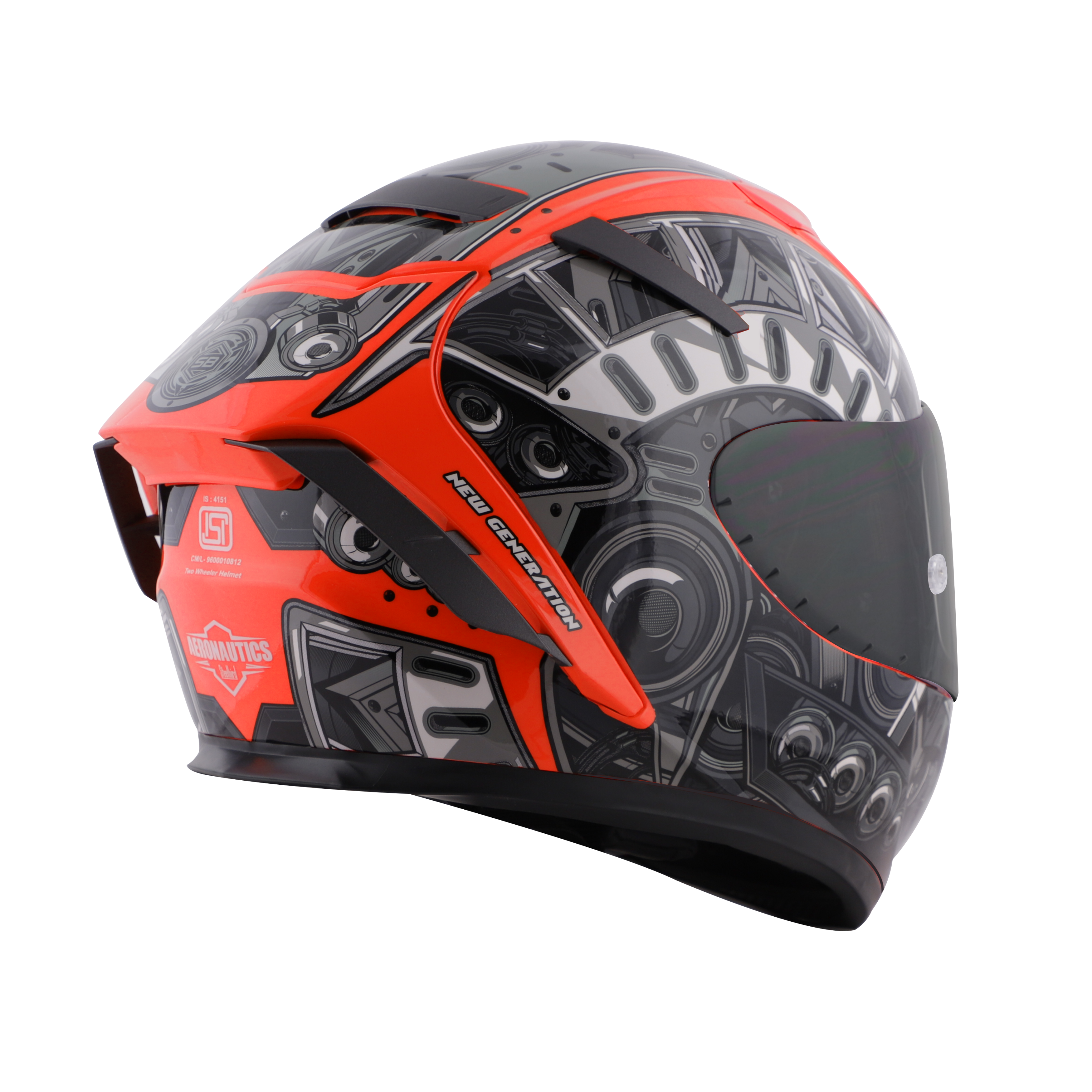 SA-2 TERMINATOR 2.0 GLOSSY FLUO RED WITH GREY FITTED WITH CLEAR VISOR EXTRA SMOKE VISOR FREE (WITH ANTI-FOG SHIELD HOLDER) 