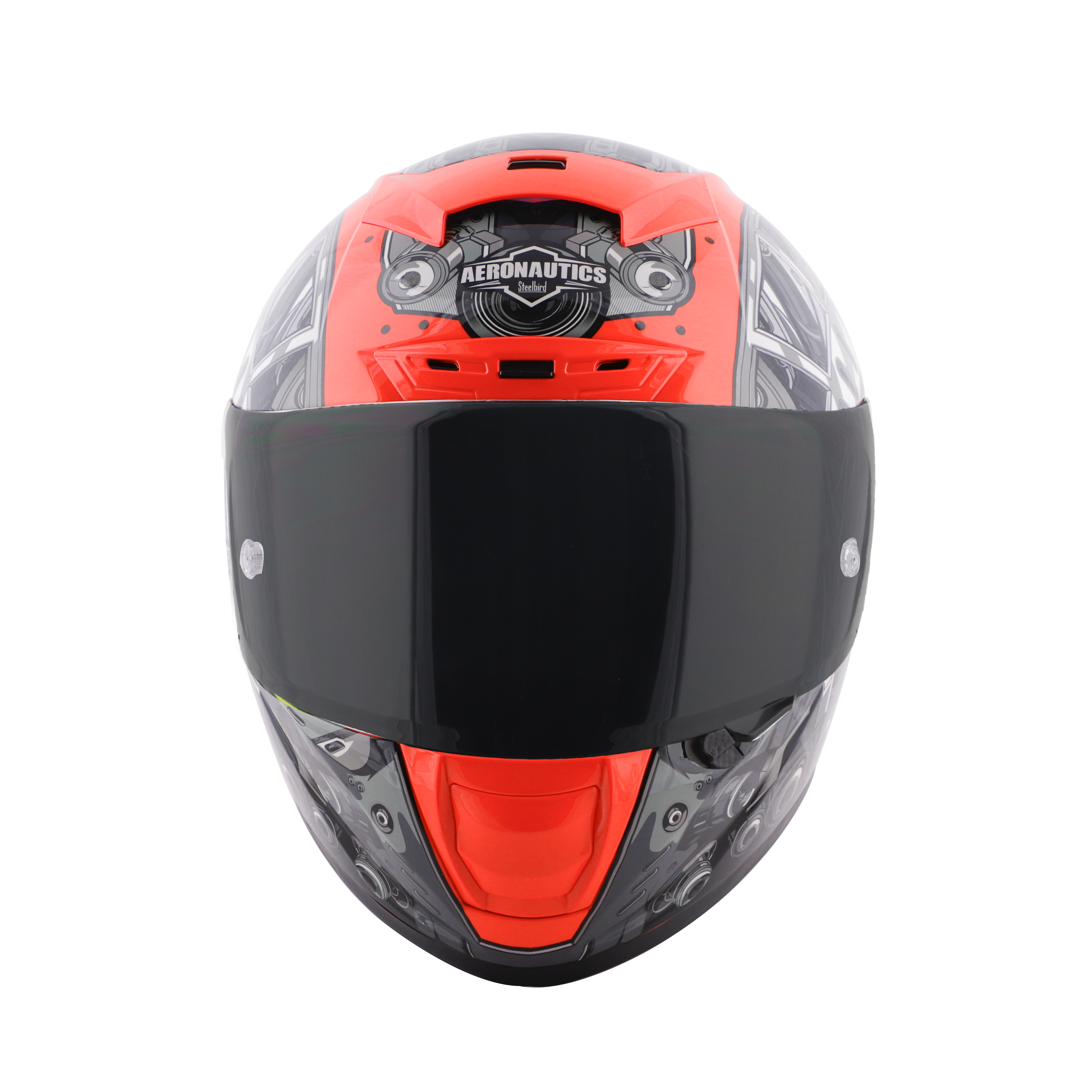 SA-2 TERMINATOR 2.0 GLOSSY FLUO RED WITH GREY FITTED WITH CLEAR VISOR EXTRA SMOKE VISOR FREE (WITH ANTI-FOG SHIELD HOLDER) 