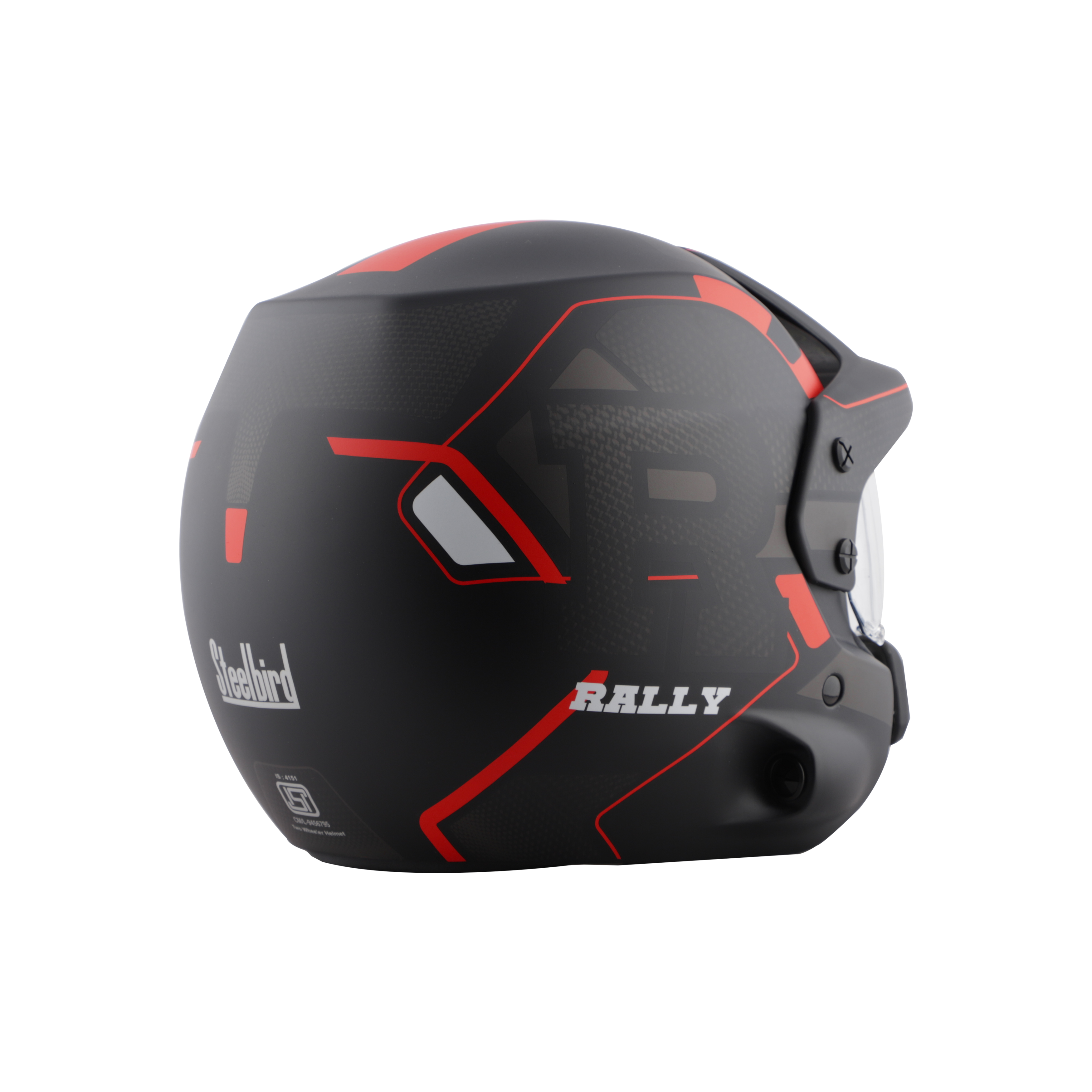Steelbird 7Wings Rally Beat Open Face ISI Certified Off Road Helmet (Matt Black Red With Clear Visor)