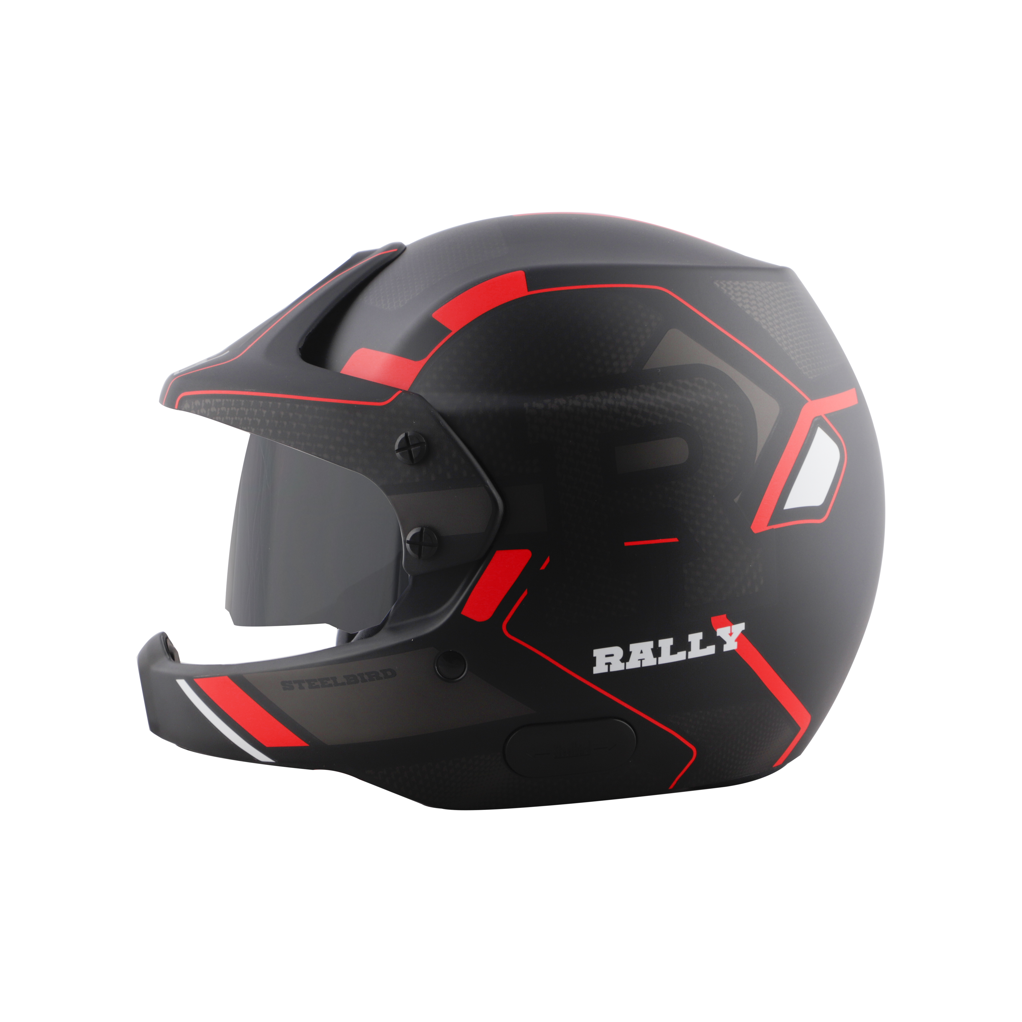 Steelbird 7Wings Rally Beat Open Face ISI Certified Off Road Helmet (Matt Black Red With Smoke Visor)