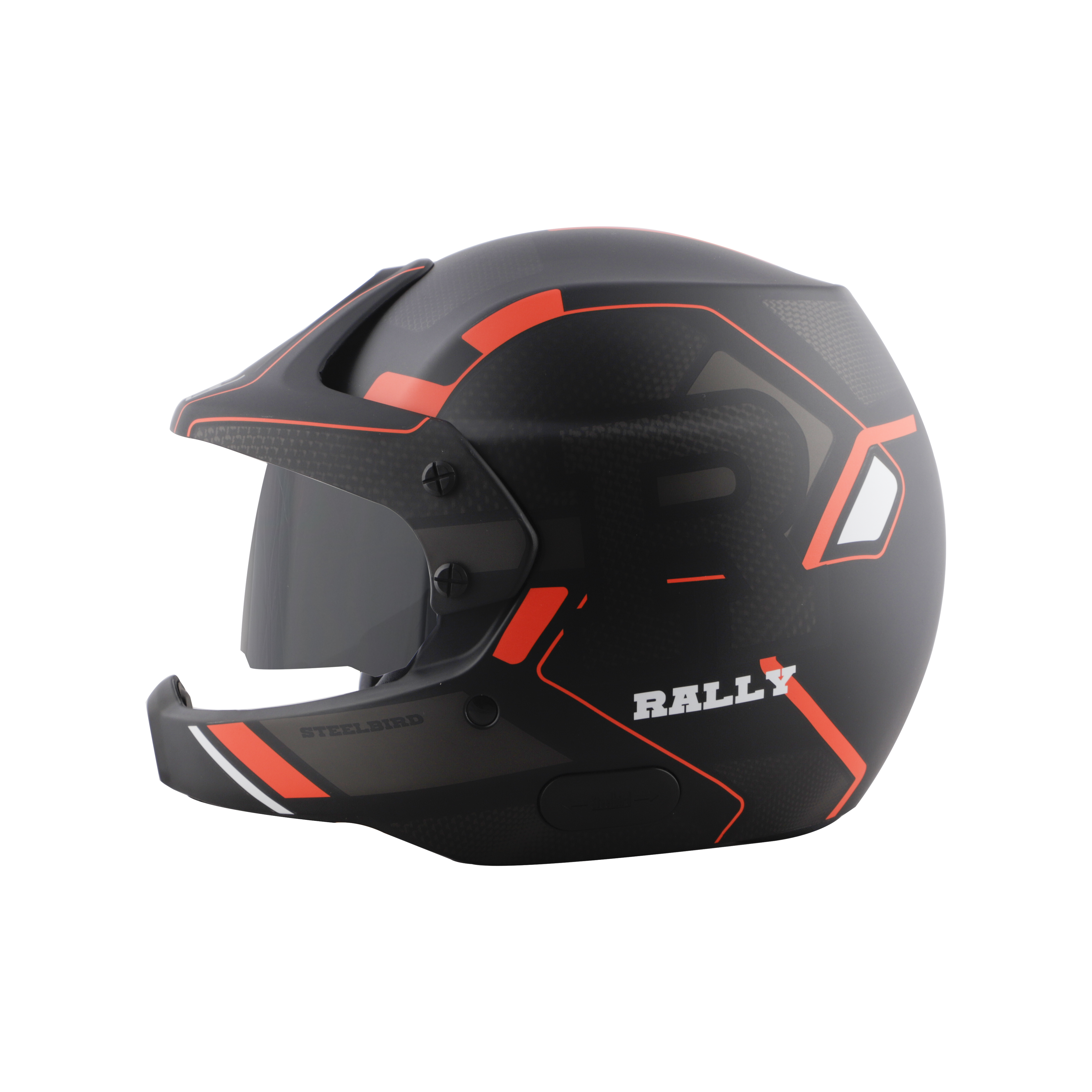 Steelbird 7Wings Rally Beat Open Face ISI Certified Off Road Helmet (Matt Black Orange With Smoke Visor)