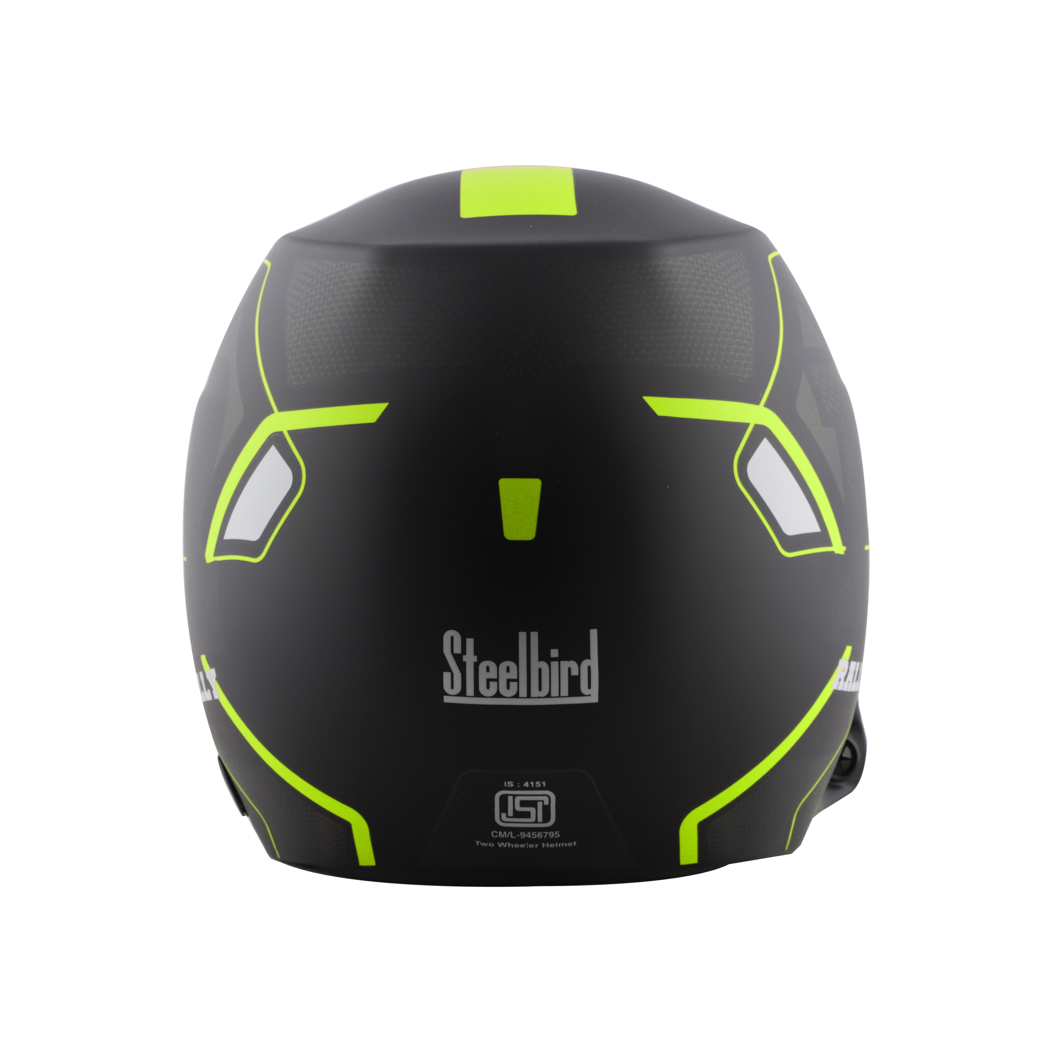 Steelbird 7Wings Rally Beat Open Face ISI Certified Off Road Helmet (Glossy Black Neon With Clear Visor)