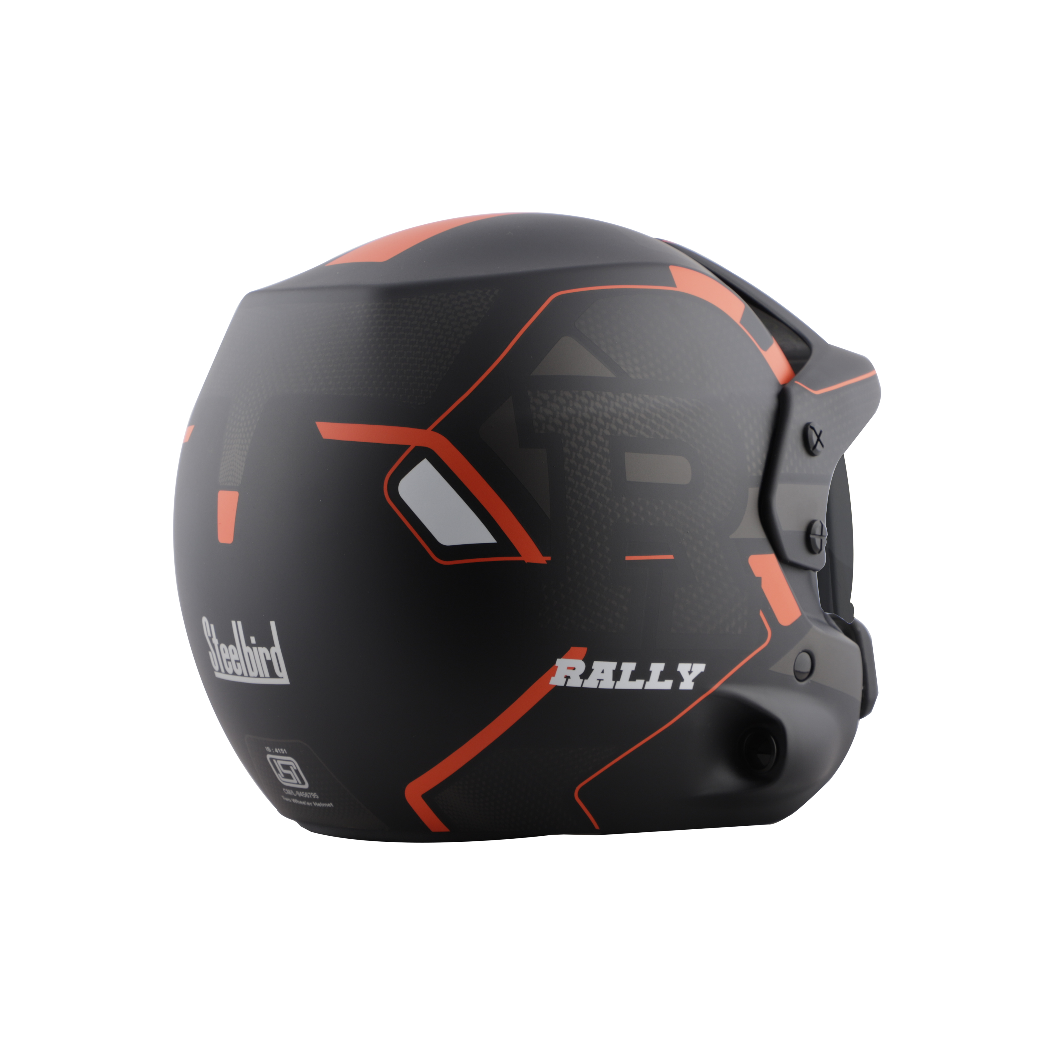 Steelbird 7Wings Rally Beat Open Face ISI Certified Off Road Helmet (Glossy Black Orange With Smoke Visor)