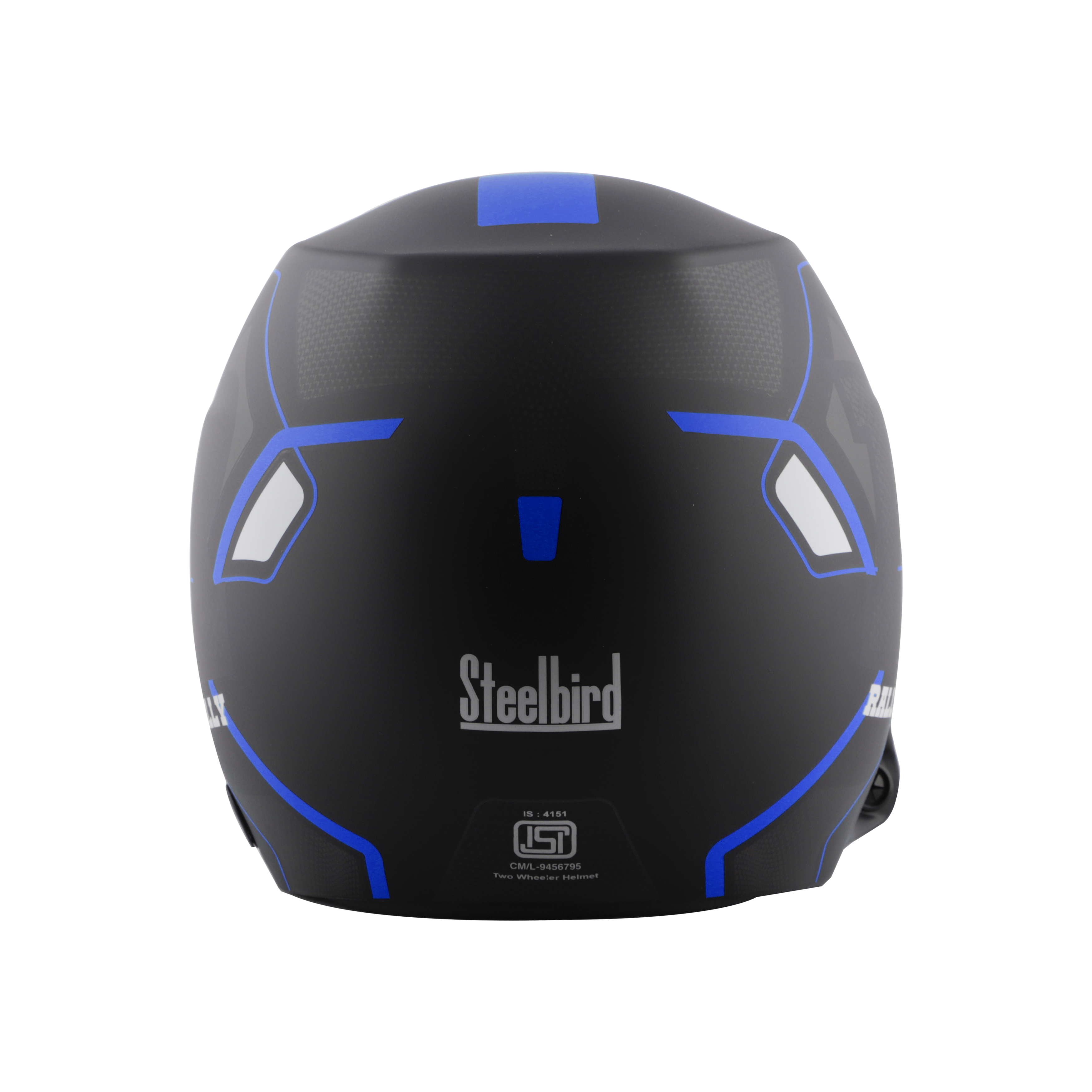 Steelbird 7Wings Rally Beat Open Face ISI Certified Off Road Helmet (Glossy Black Blue With Smoke Visor)