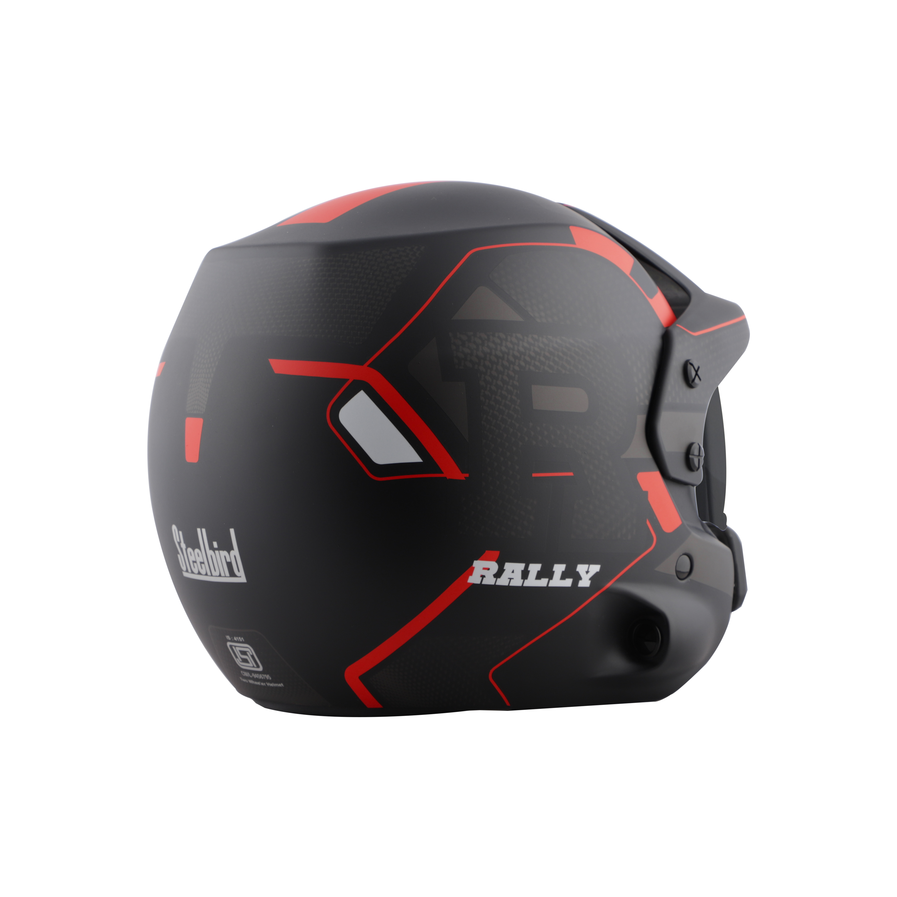 Steelbird 7Wings Rally Beat Open Face ISI Certified Off Road Helmet (Glossy Black Red With Smoke Visor)
