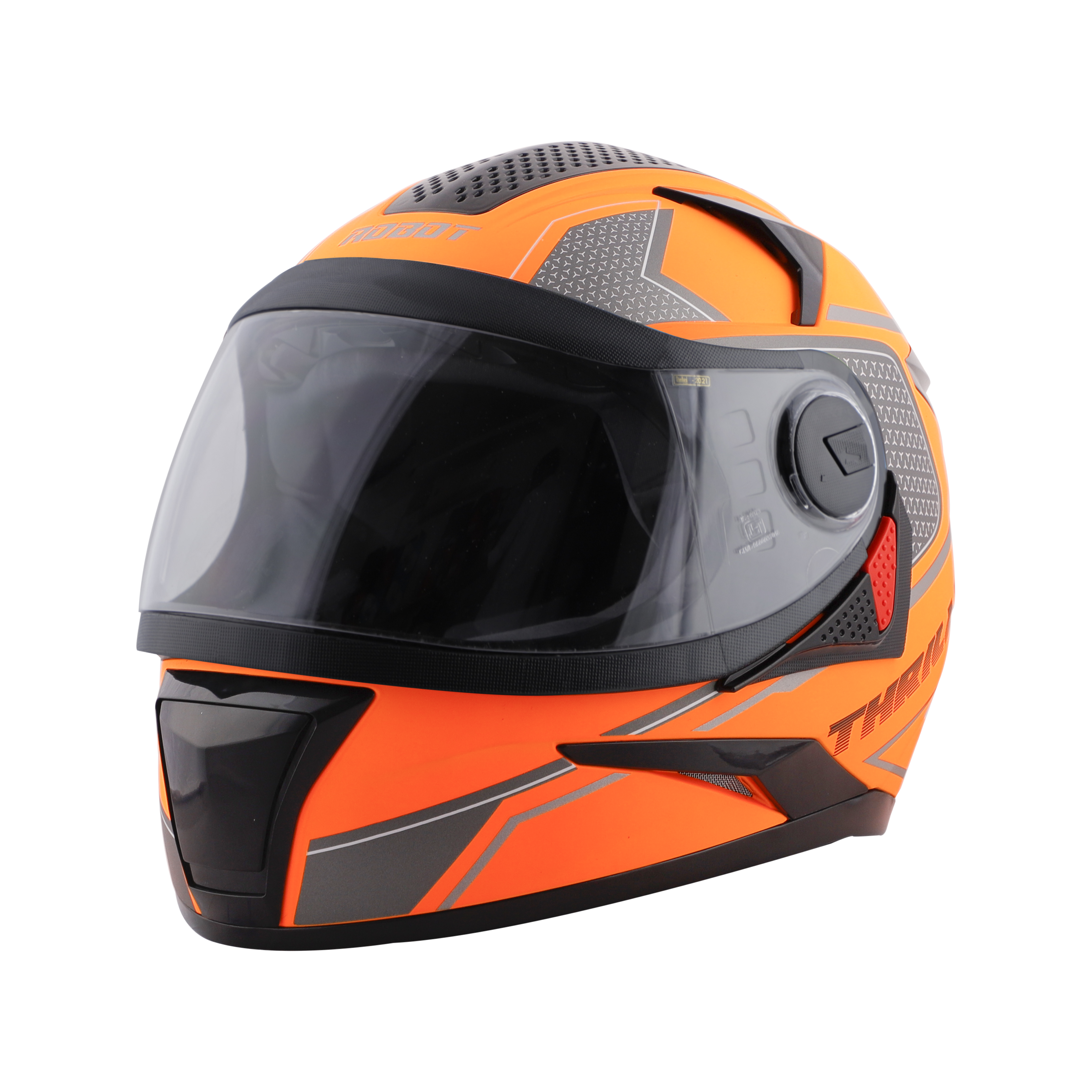 Steelbird SBH-17 Thriller ISI Certified Full Face Graphic Helmet (Glossy Fluo Orange Grey with Clear Visor)