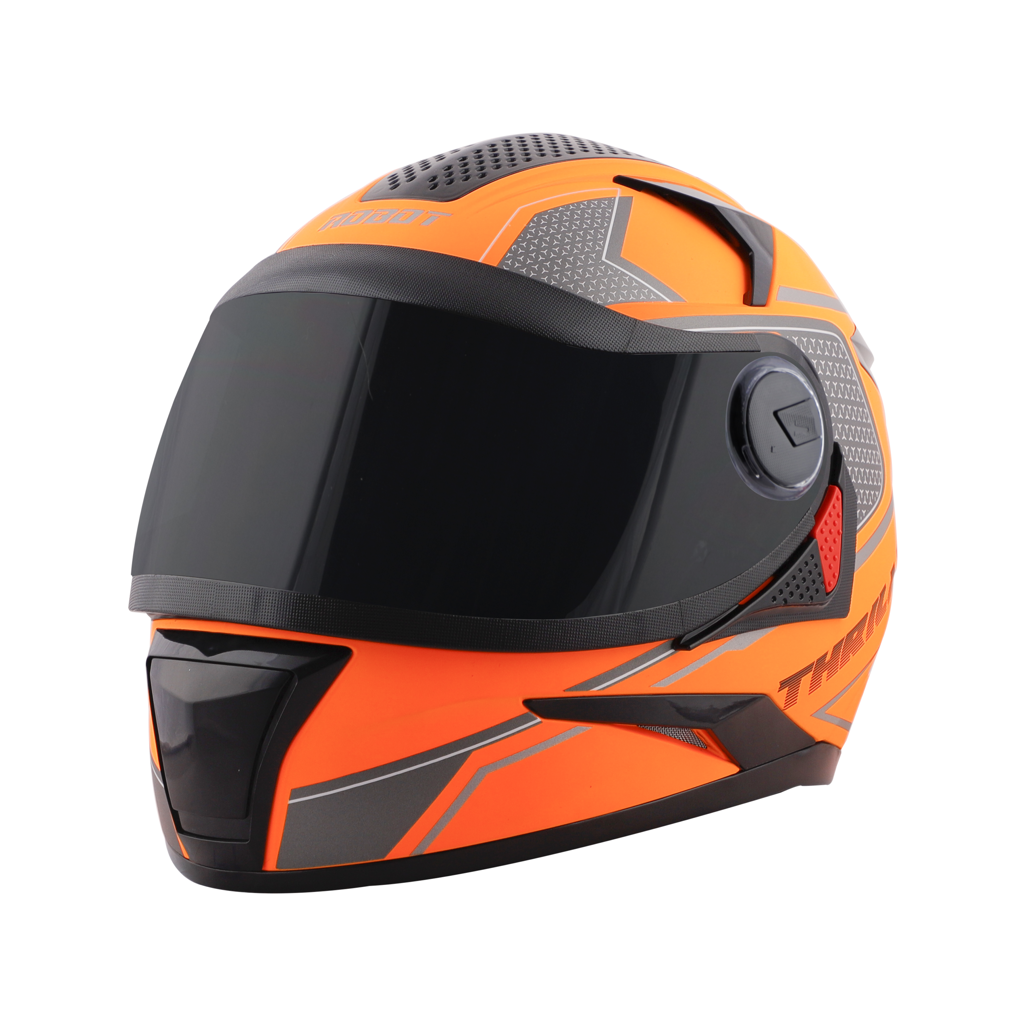 Steelbird SBH-17 Thriller ISI Certified Full Face Graphic Helmet (Glossy Fluo Orange Grey With Smoke Visor)