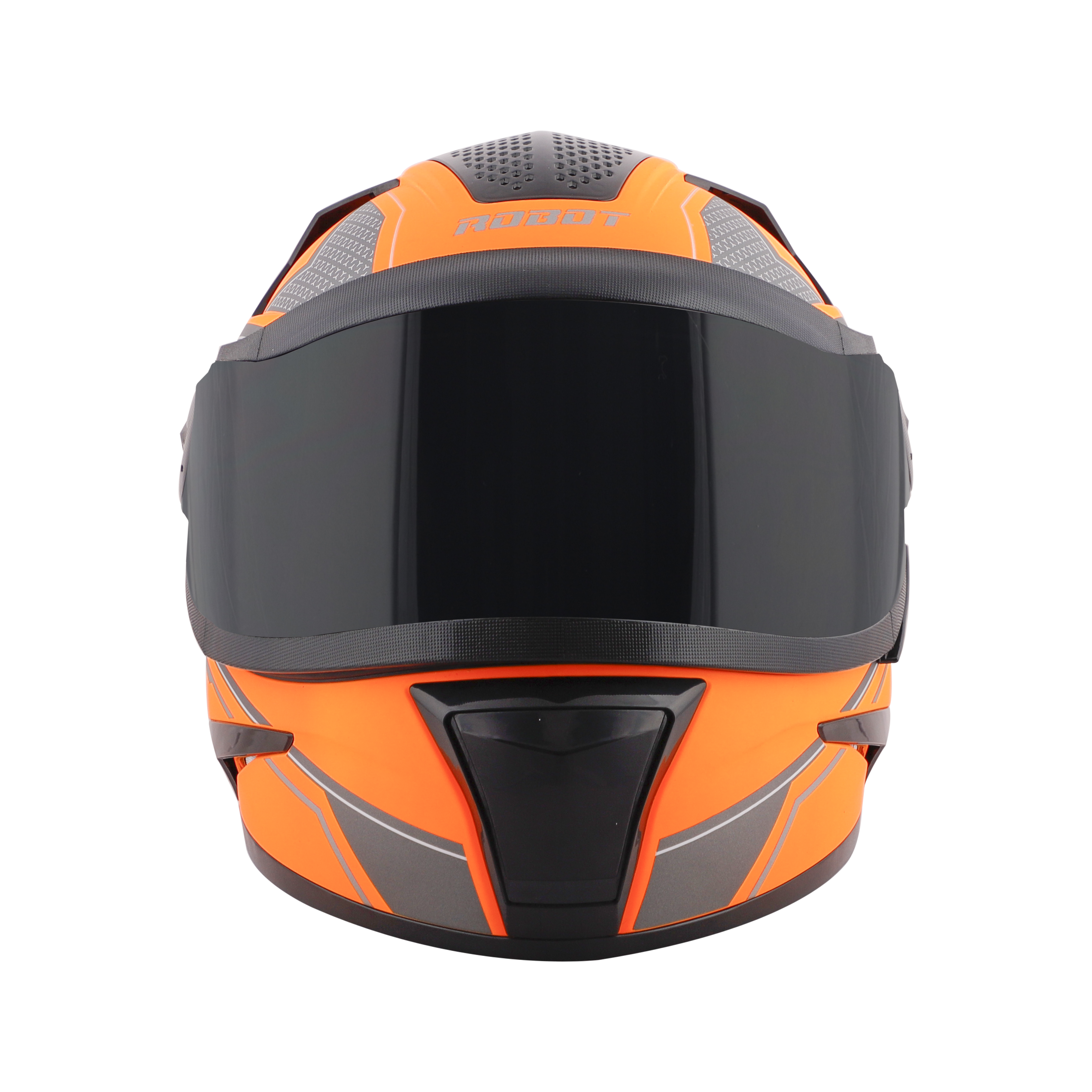 Steelbird SBH-17 Thriller ISI Certified Full Face Graphic Helmet (Glossy Fluo Orange Grey With Smoke Visor)