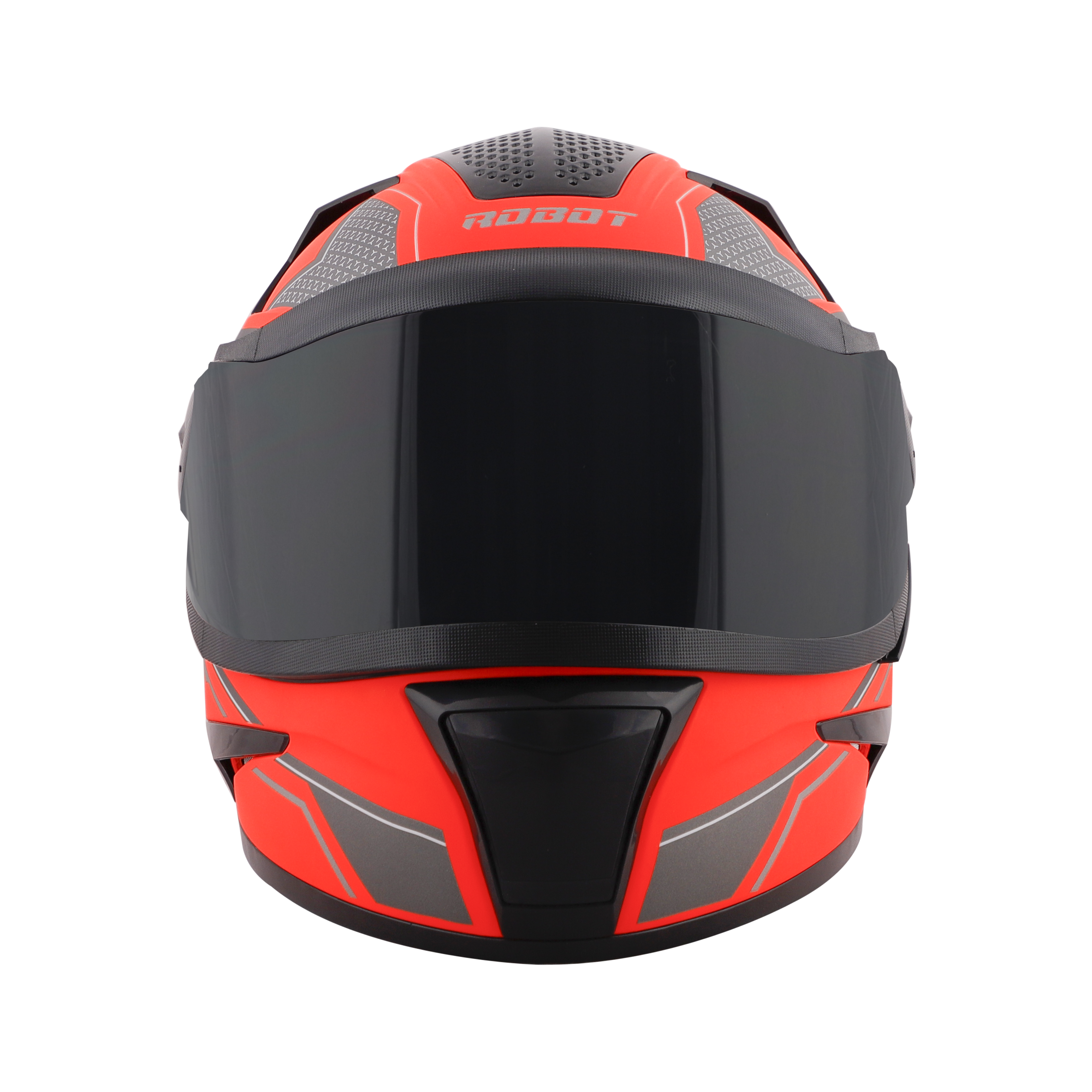 Steelbird SBH-17 Thriller ISI Certified Full Face Graphic Helmet (Glossy Fluo Red Grey With Smoke Visor)