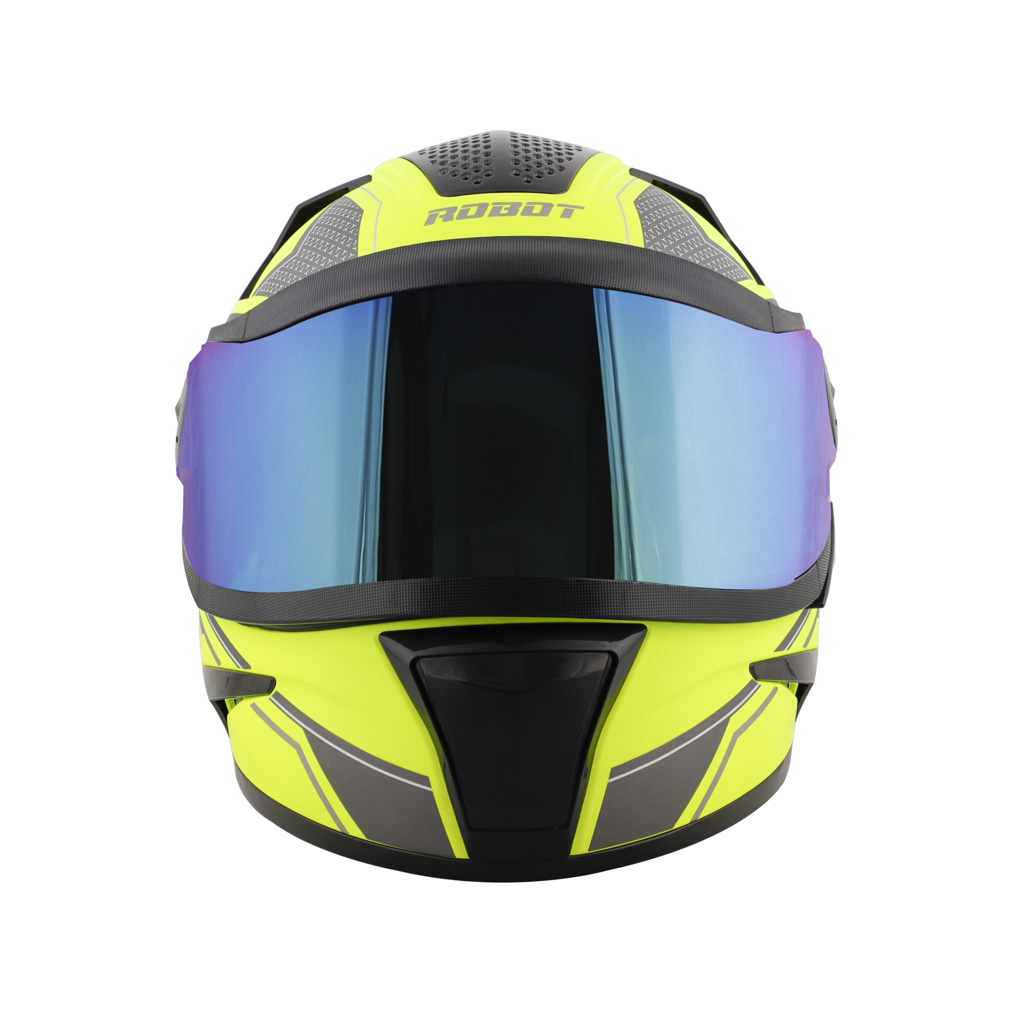 Steelbird SBH-17 Thriller ISI Certified Full Face Graphic Helmet (Glossy Fluo Neon Grey With Chrome Rainbow Visor)