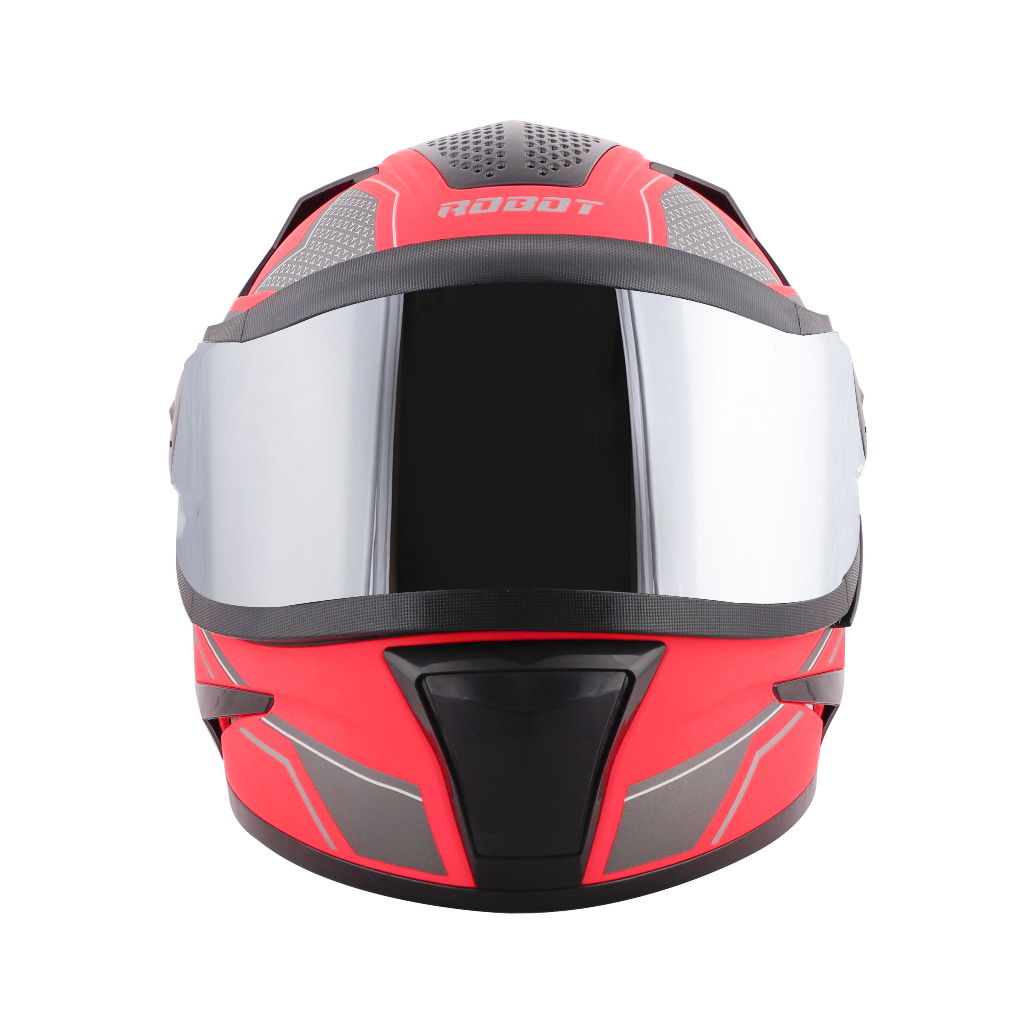 Steelbird SBH-17 Thriller ISI Certified Full Face Graphic Helmet (Glossy Fluo Watermelon Grey With Chrome Silver Visor)