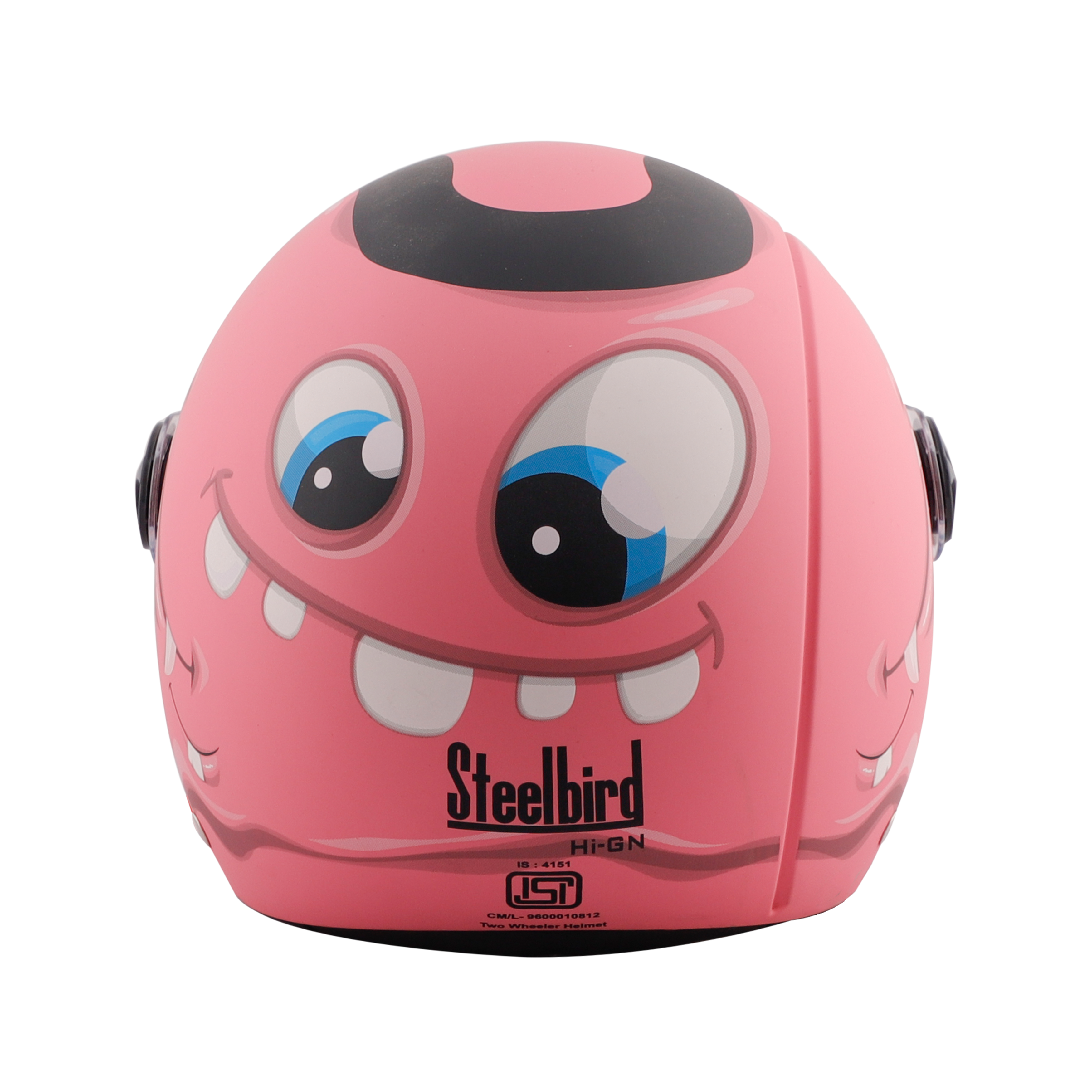Steelbird Skip Toad Open Face ISI Certified Helmet For Kids (Matt Black Pink With Clear Visor)