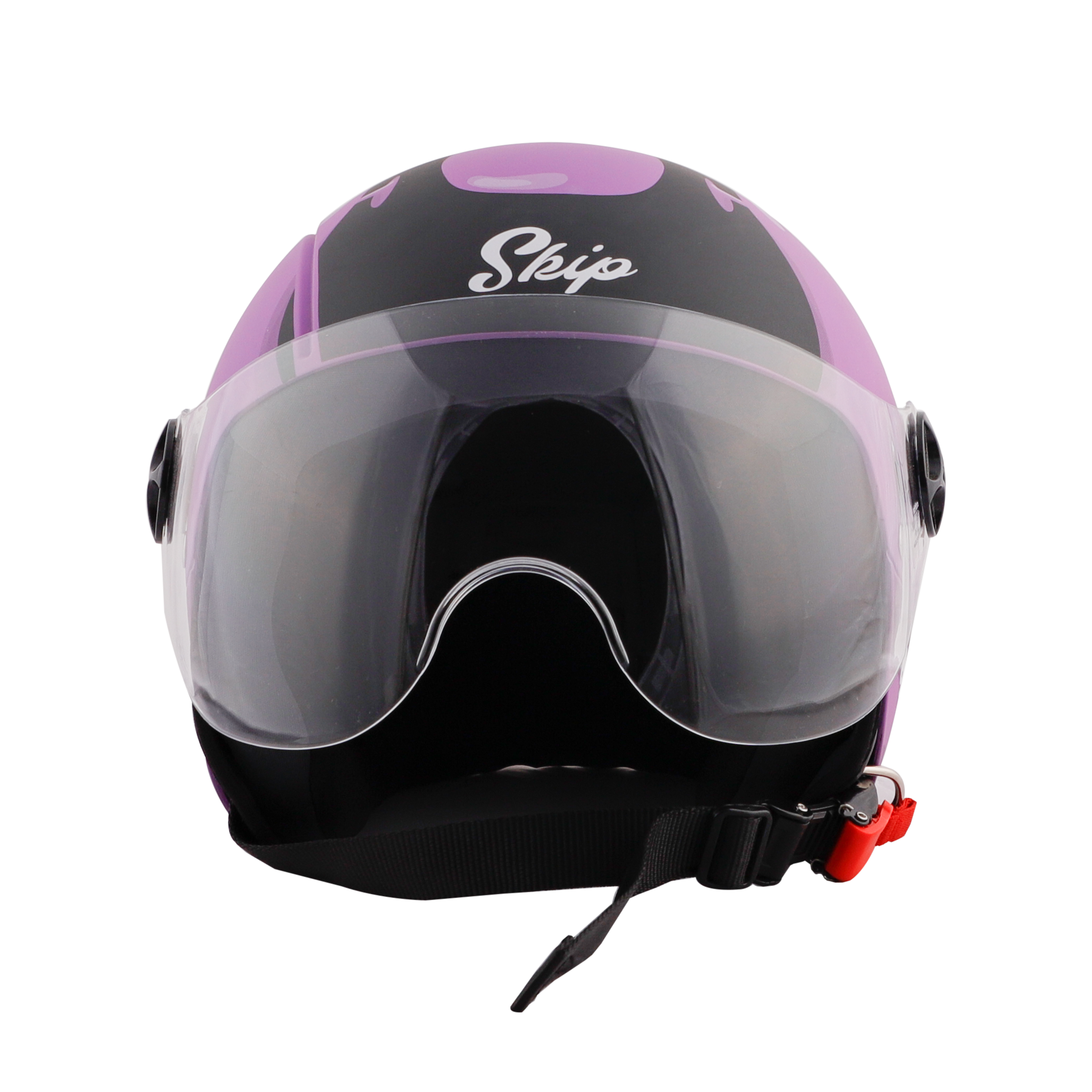 Steelbird Skip Toad Open Face ISI Certified Helmet For Kids (Matt Black Violet With Clear Visor