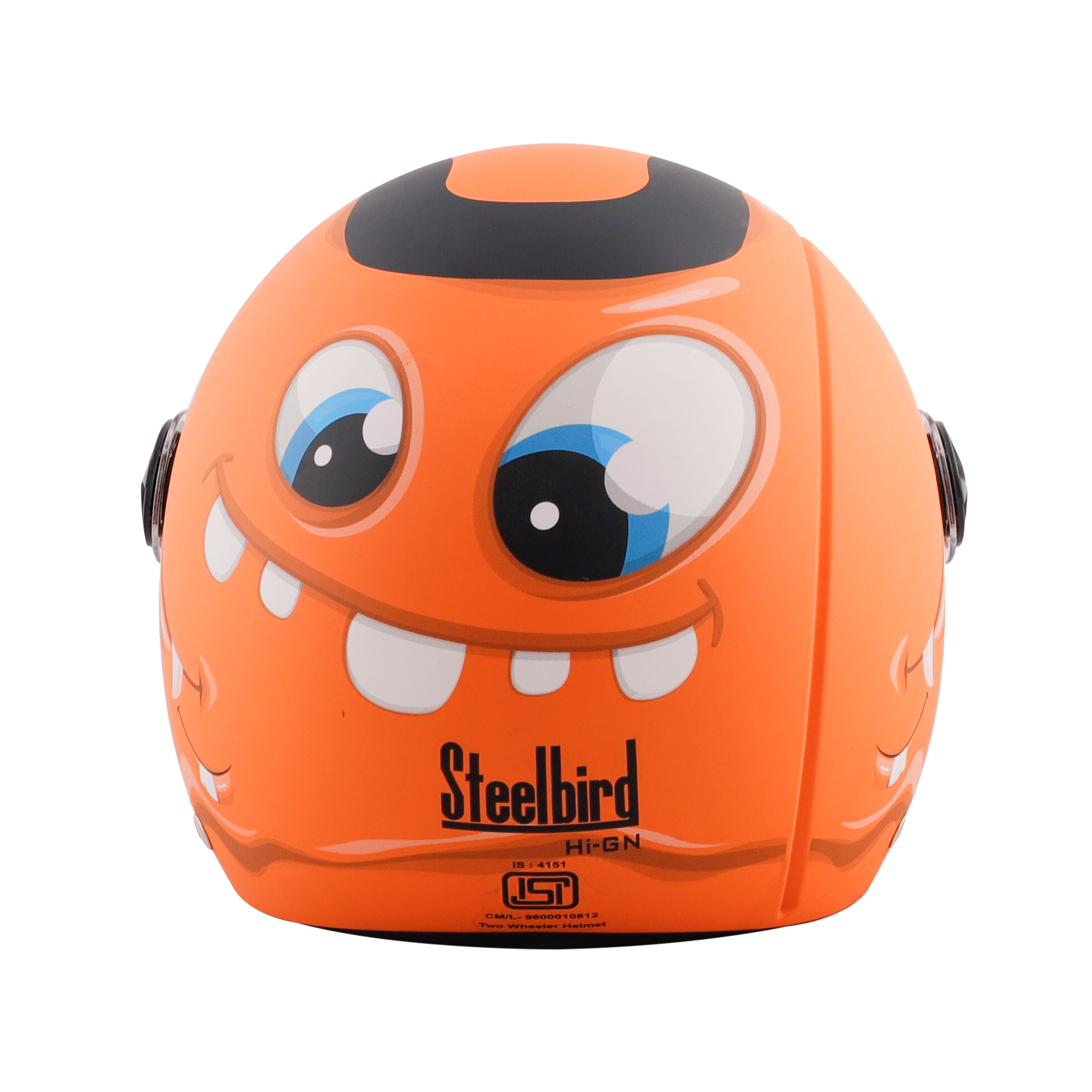 Steelbird Skip Toad Open Face ISI Certified Helmet For Kids (Matt Black Coral Orange With Clear Visor)