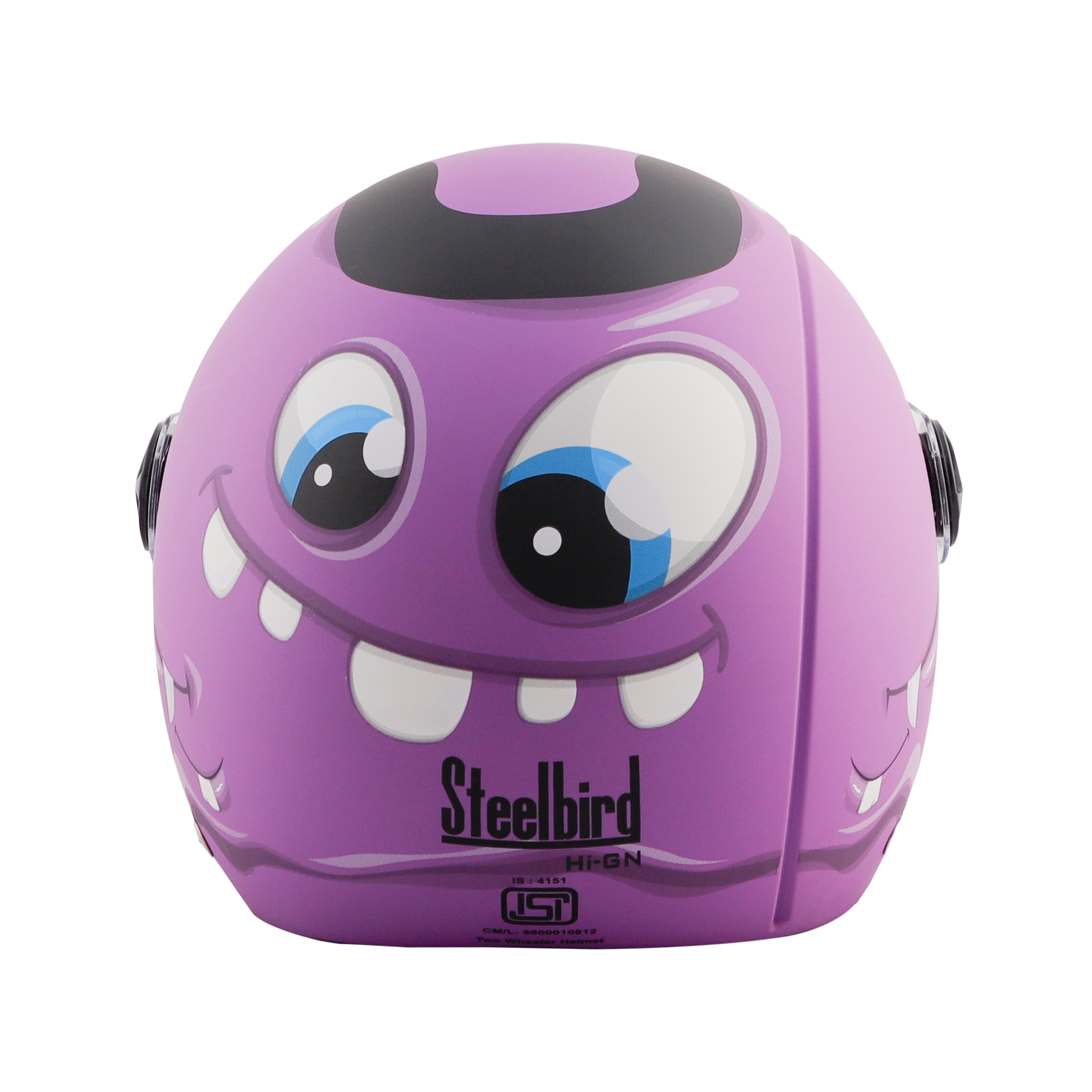 Steelbird Skip Toad Open Face ISI Certified Helmet For Kids (Matt Black Violet With Smoke Visor)