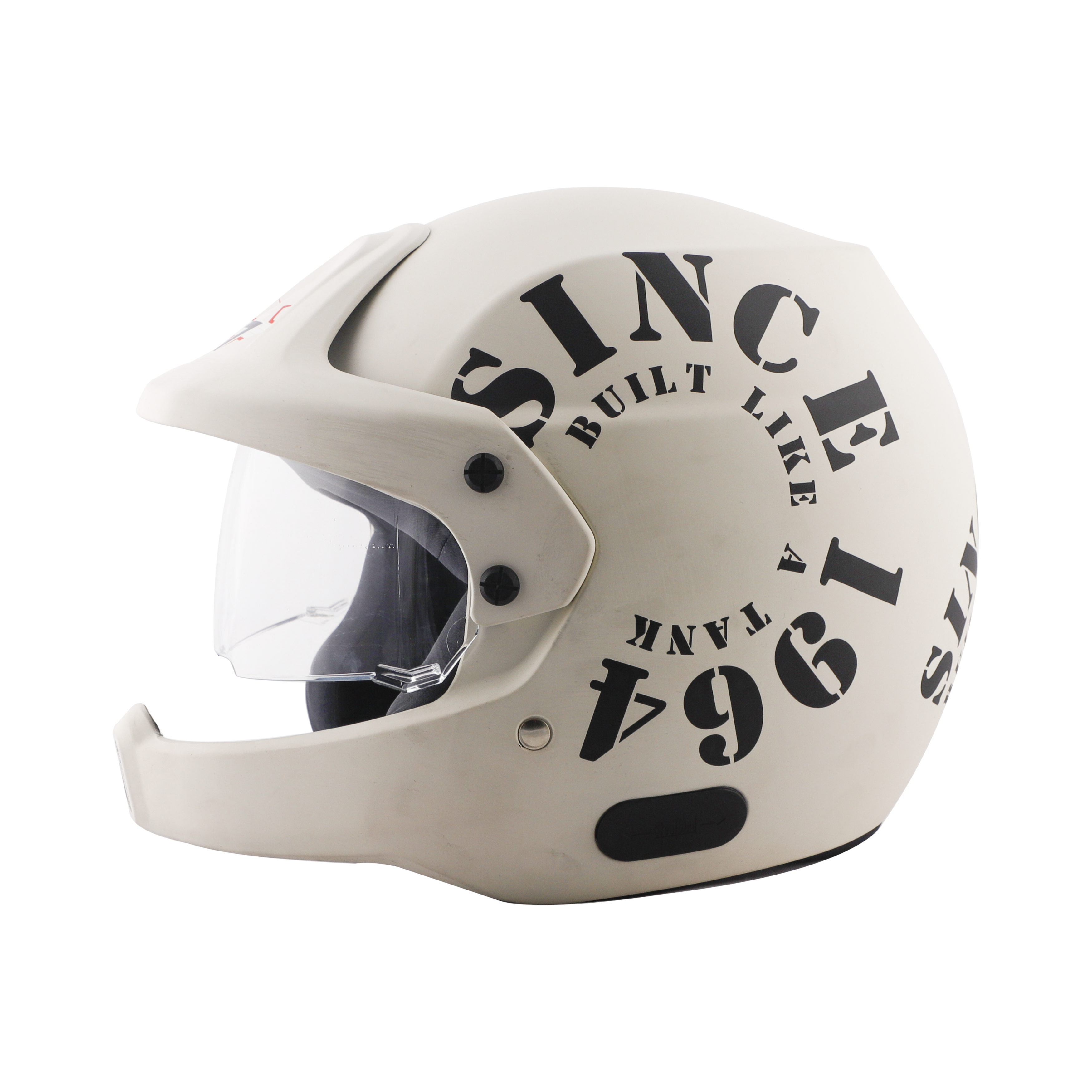 Steelbird 7Wings Rally Tank Open Face Helmet, ISI Certified Off Road Helmet (Matt Off White Black With Clear Visor)