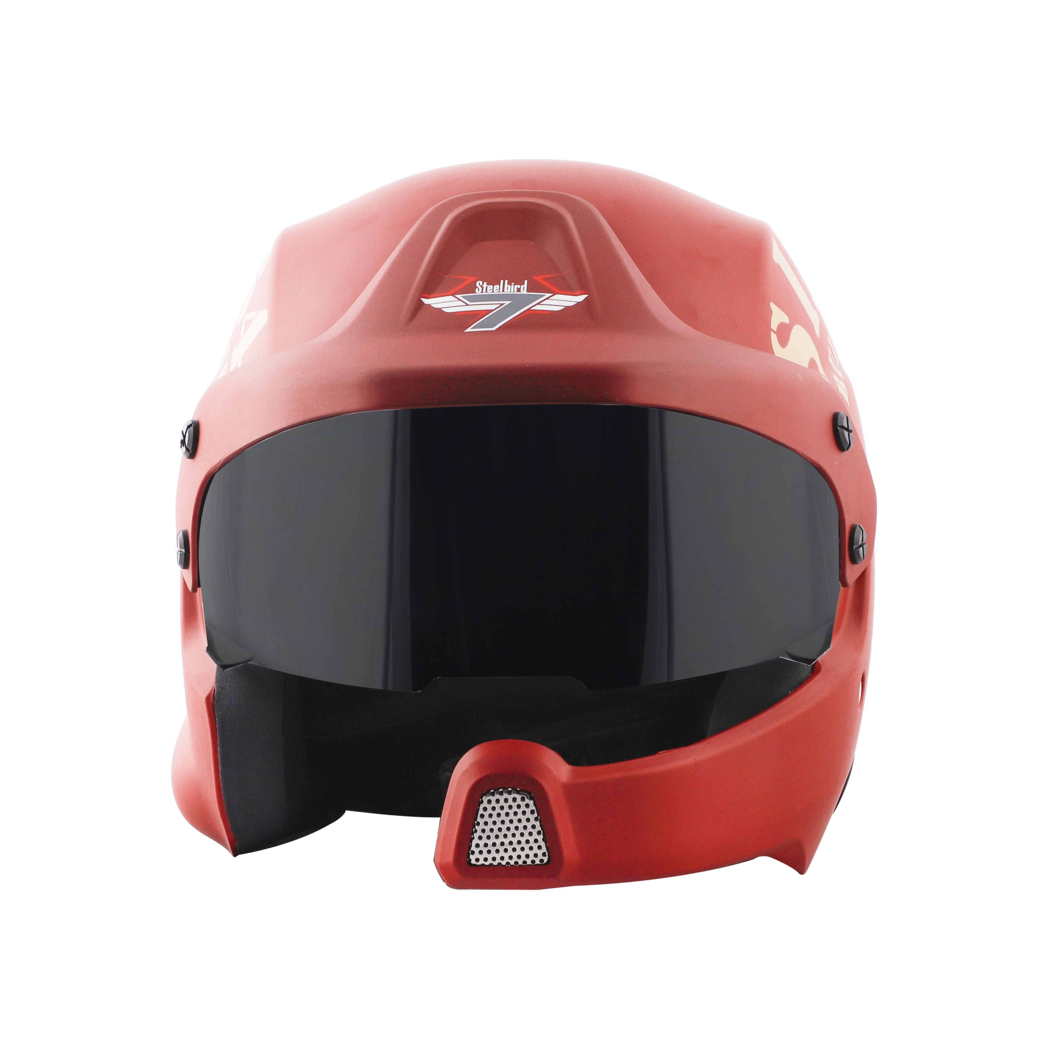 Steelbird 7Wings Rally Tank Open Face Helmet, ISI Certified Off Road Helmet (Matt Maroon Gold With Smoke Visor)