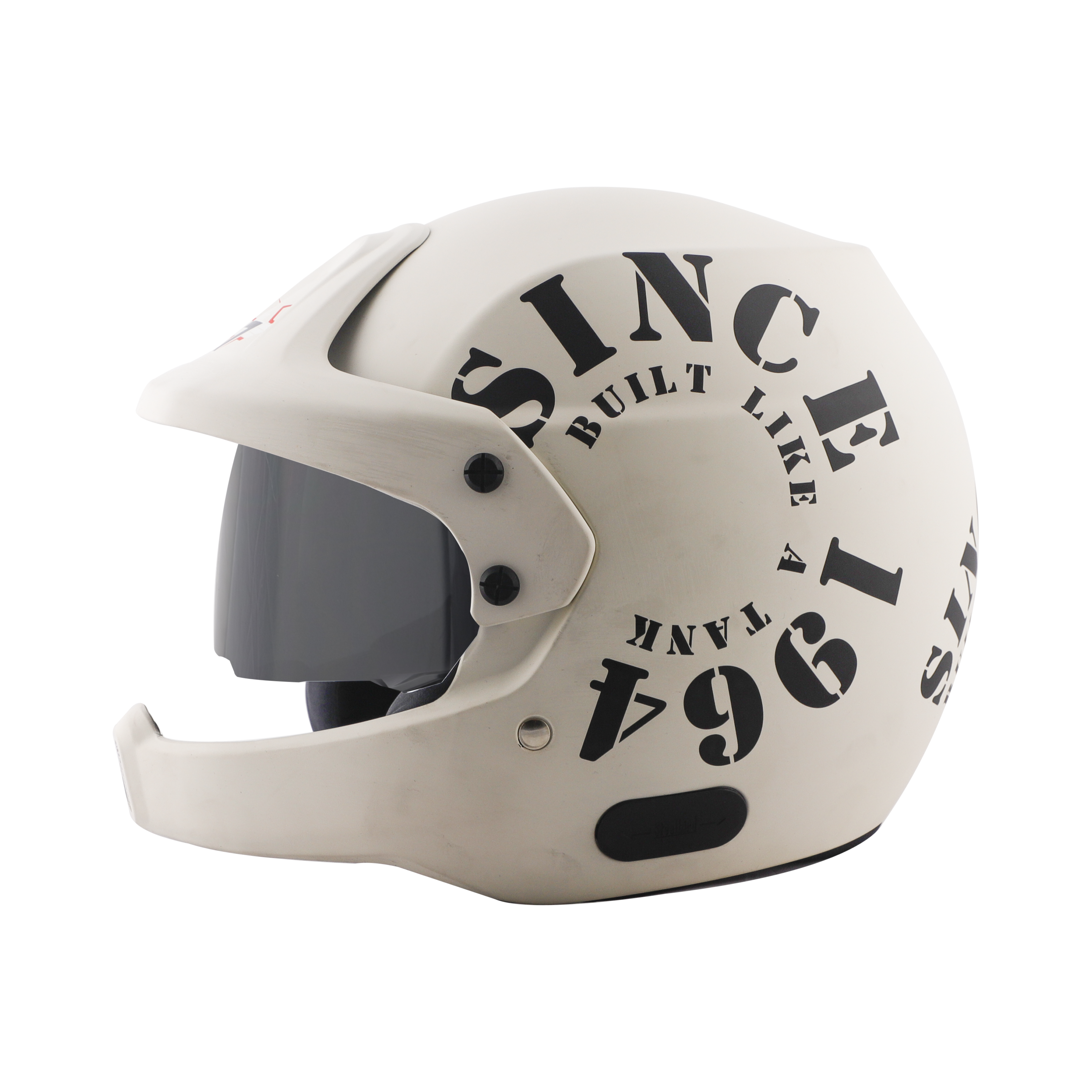 Steelbird 7Wings Rally Tank Open Face Helmet, ISI Certified Off Road Helmet (Matt Off White Black With Smoke Visor)