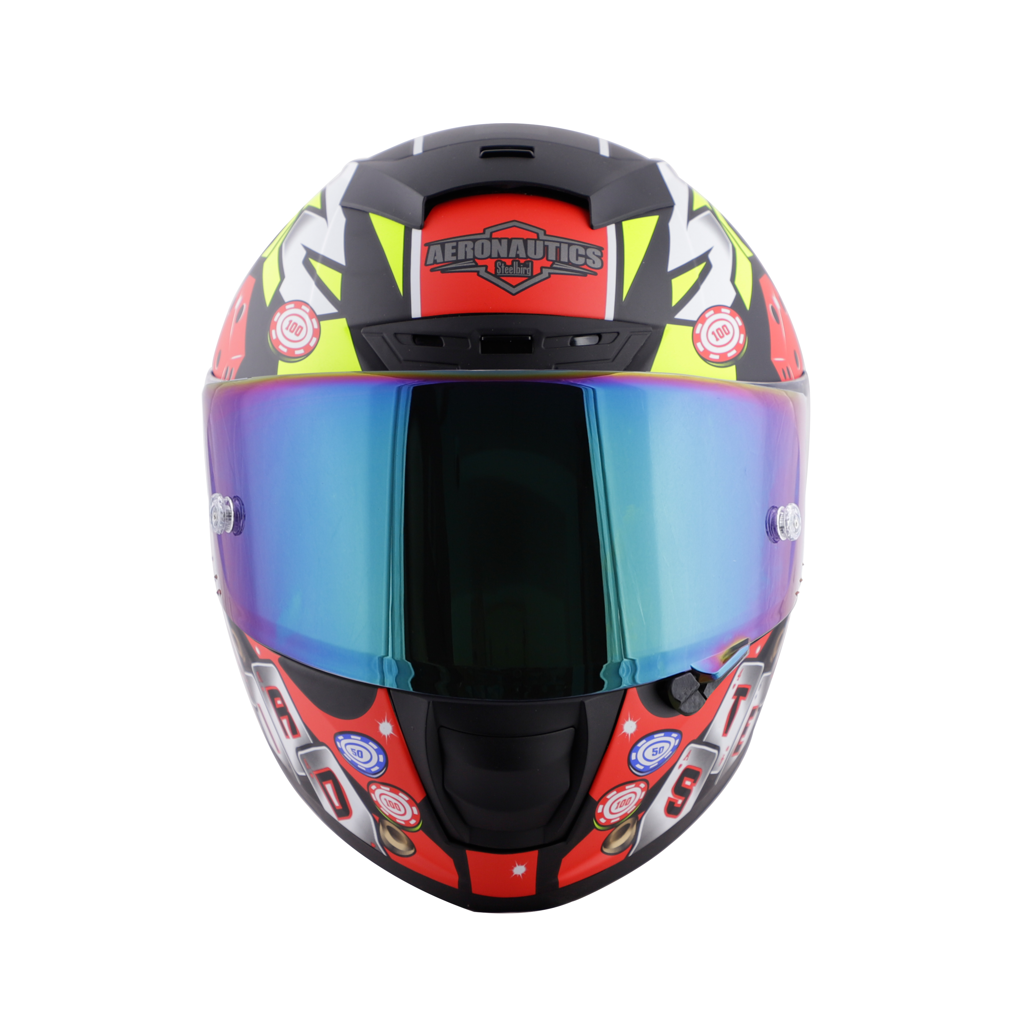 SA-2 CASINO MAT BLACK WITH RED ( FITTED WITH CLEAR VISOR EXTRA RAINBOW CHROME VISOR FREE WITH ANTI-FOG SHIELD HOLDER)