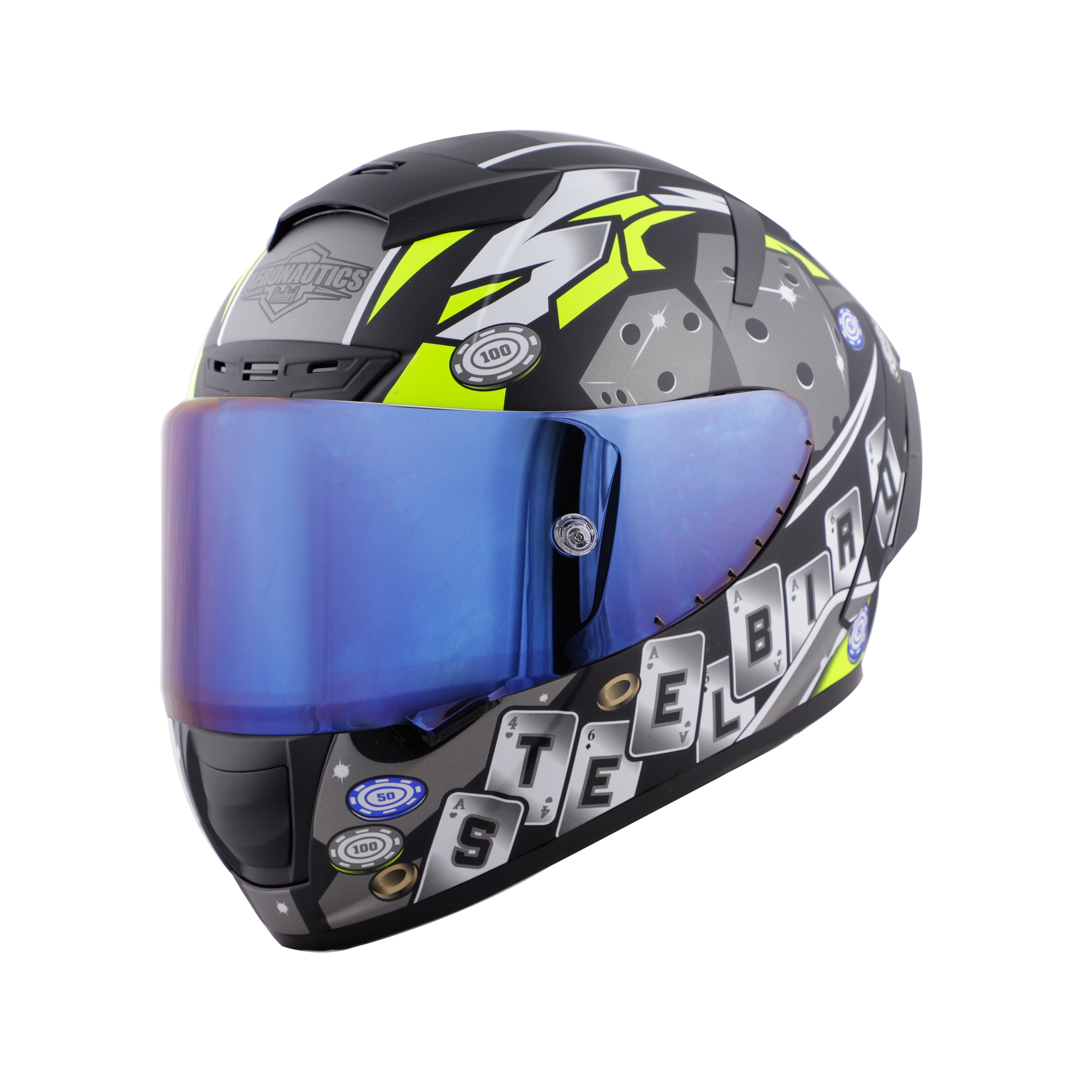 SA-2 CASINO GOLSSY BLACK WITH GREY ( FITTED WITH CLEAR VISOR EXTRA BLUE CHROME VISOR FREE WITH ANTI-FOG SHIELD HOLDER)