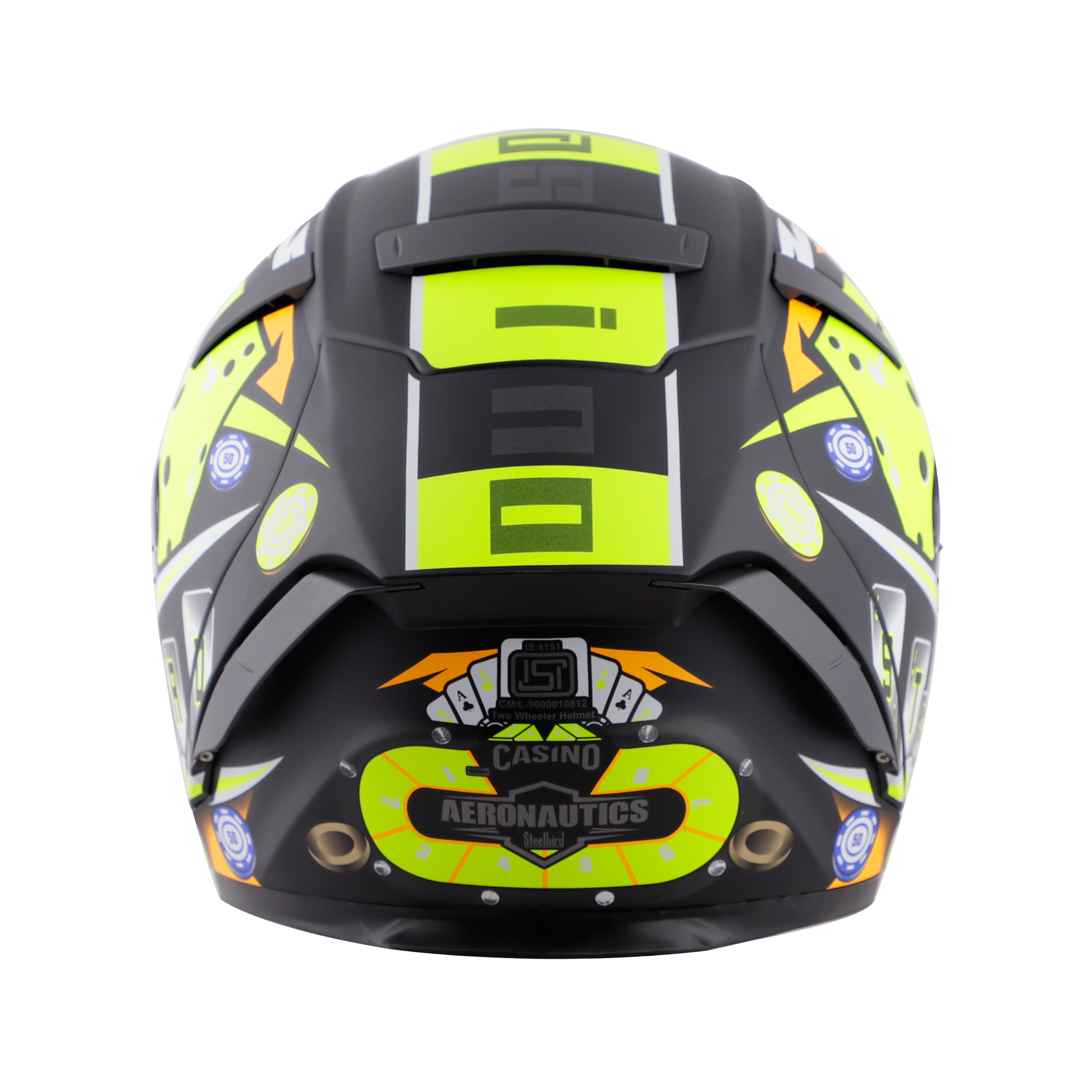 SA-2 CASINO GOLSSY BLACK WITH NEON ( FITTED WITH CLEAR VISOR EXTRA RAINBOW CHROME VISOR FREE WITH ANTI-FOG SHIELD HOLDER)