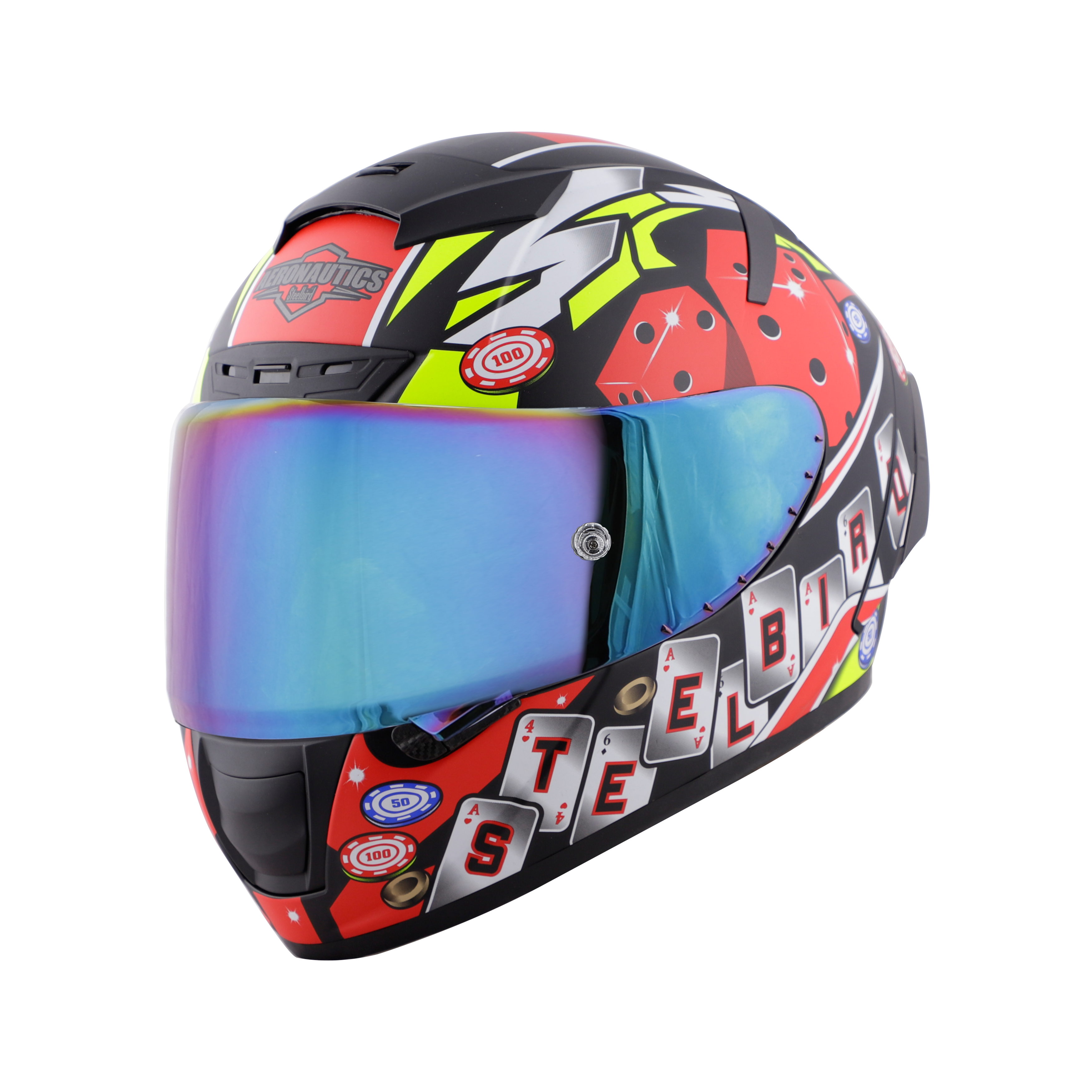 SA-2 CASINO GOLSSY BLACK WITH RED ( FITTED WITH CLEAR VISOR EXTRA RAINBOW CHROME VISOR FREE WITH ANTI-FOG SHIELD HOLDER)