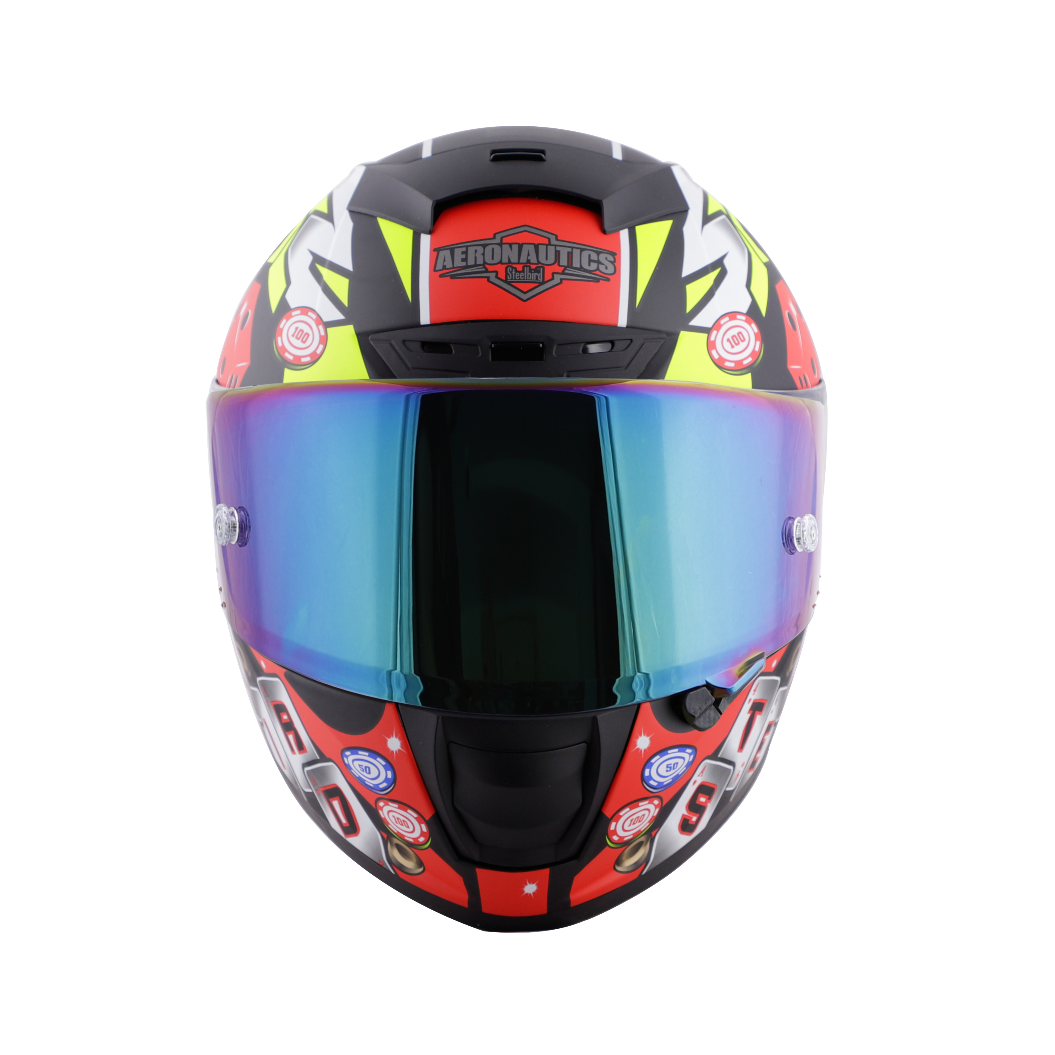 SA-2 CASINO GOLSSY BLACK WITH RED ( FITTED WITH CLEAR VISOR EXTRA RAINBOW CHROME VISOR FREE WITH ANTI-FOG SHIELD HOLDER)