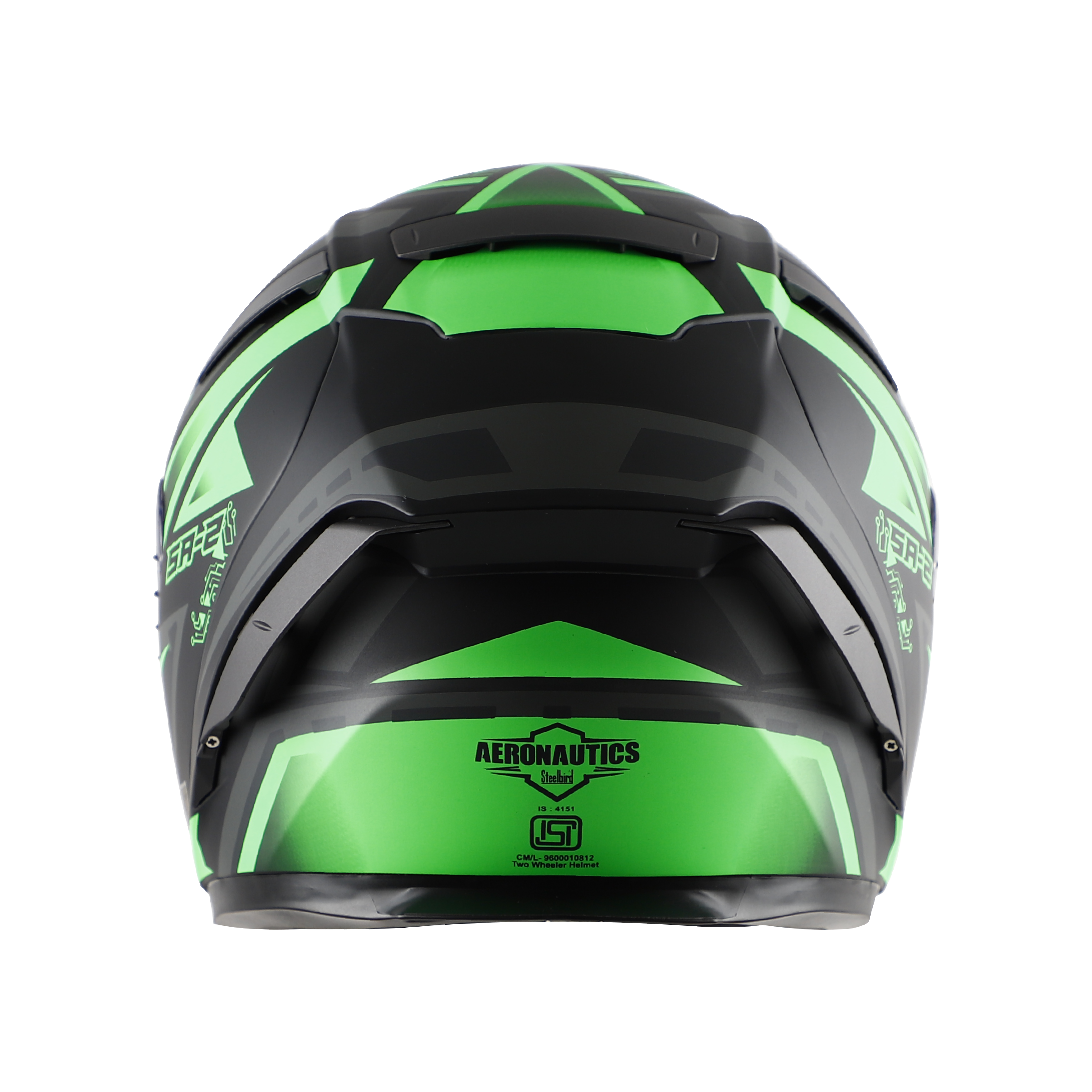 SA-2 ELECTRIC MAT BLACK WITH GREEN (FITTED WITH CLEAR VISOR EXTRA RAINBOW CHROME VISOR FREE WITH ANTI-FOG SHIELD HOLDER)