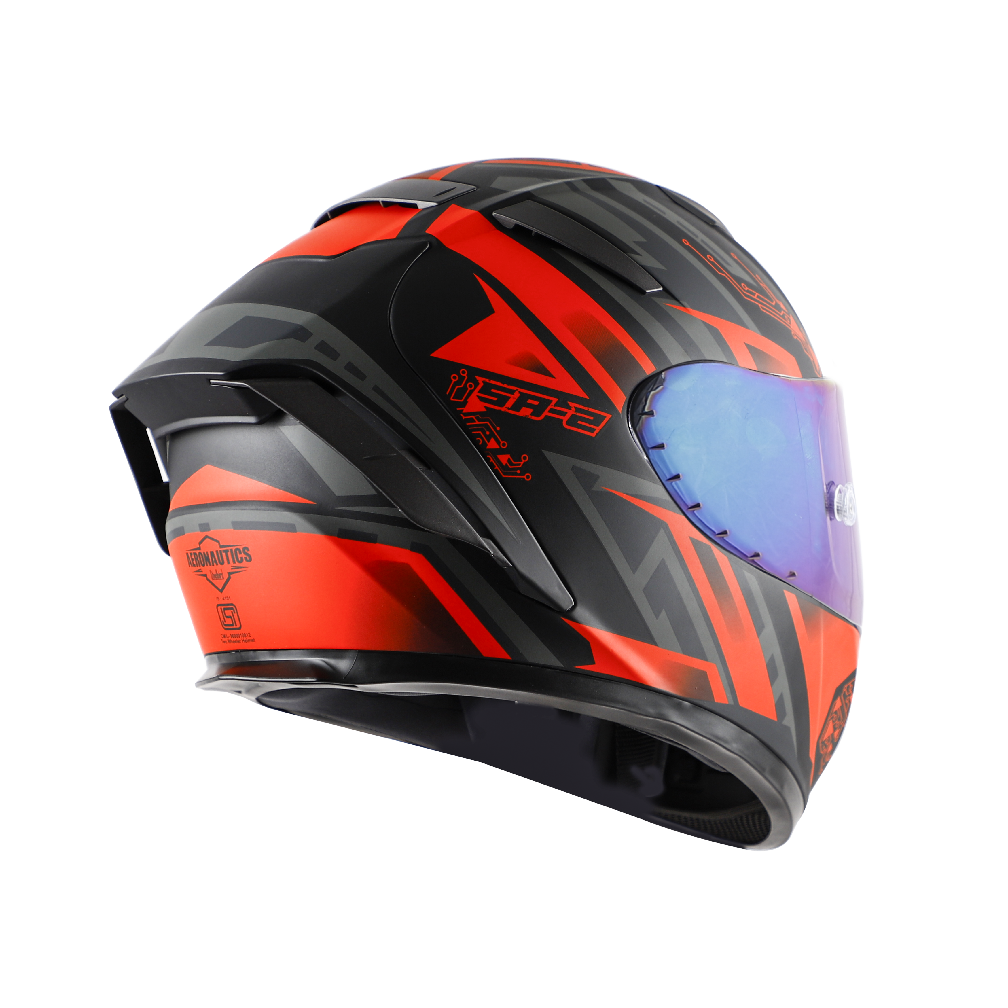 SA-2 ELECTRIC MAT BLACK WITH RED (FITTED WITH CLEAR VISOR EXTRA RAINBOW CHROME VISOR FREE WITH ANTI-FOG SHIELD HOLDER)