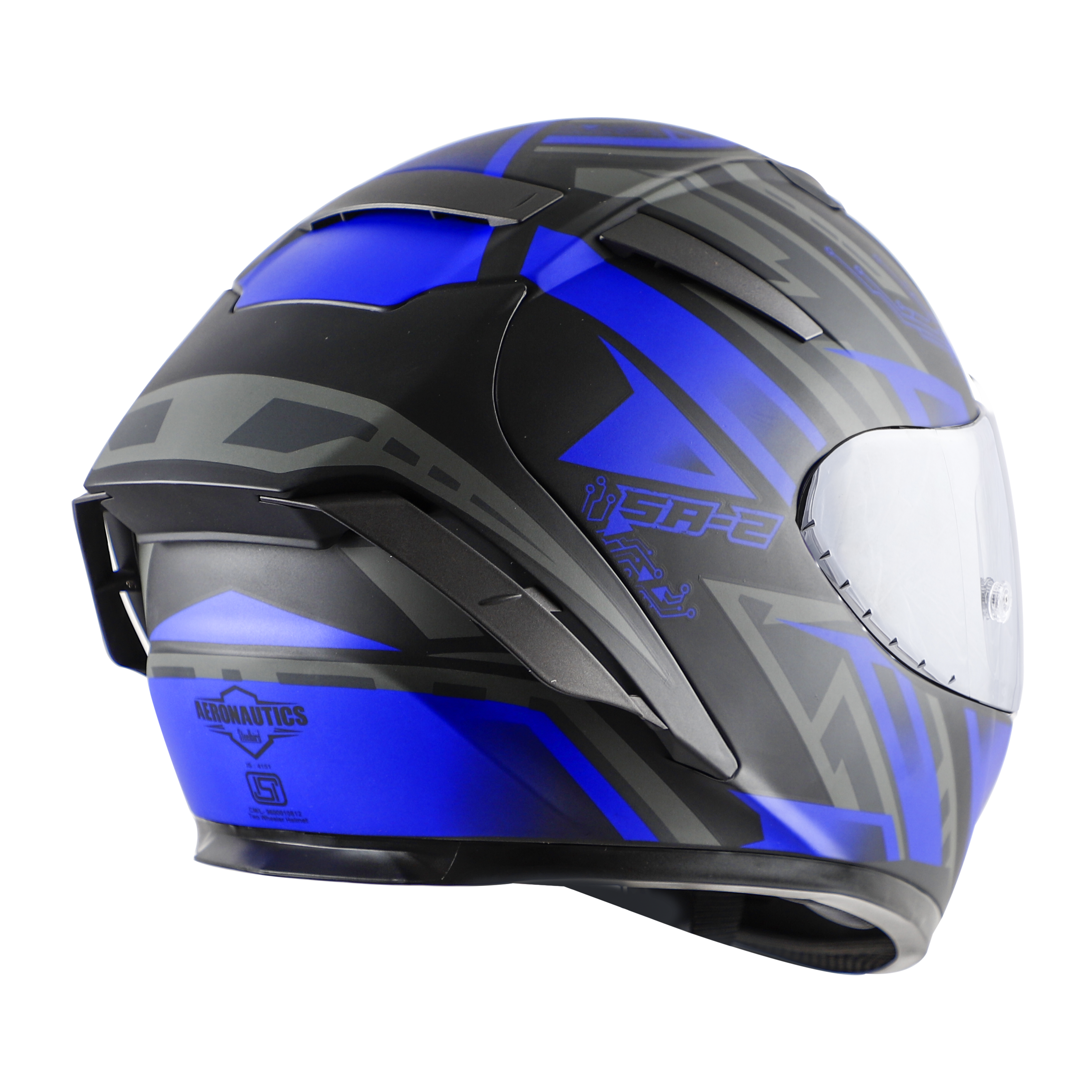 SA-2 ELECTRIC GLOSSY BLACK WITH BLUE (FITTED WITH CLEAR VISOR EXTRA SILVER CHROME VISOR FREE WITH ANTI-FOG SHIELD HOLDER)