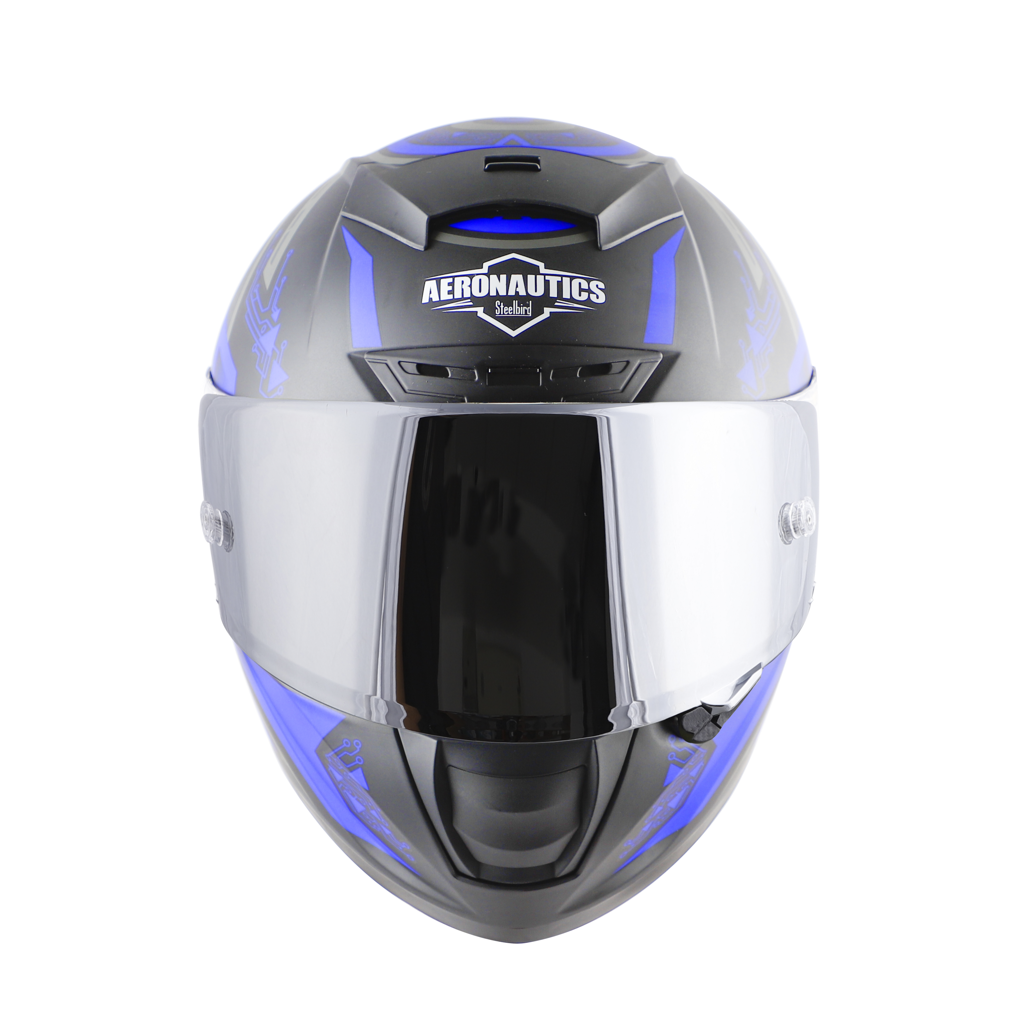 SA-2 ELECTRIC GLOSSY BLACK WITH BLUE (FITTED WITH CLEAR VISOR EXTRA SILVER CHROME VISOR FREE WITH ANTI-FOG SHIELD HOLDER)