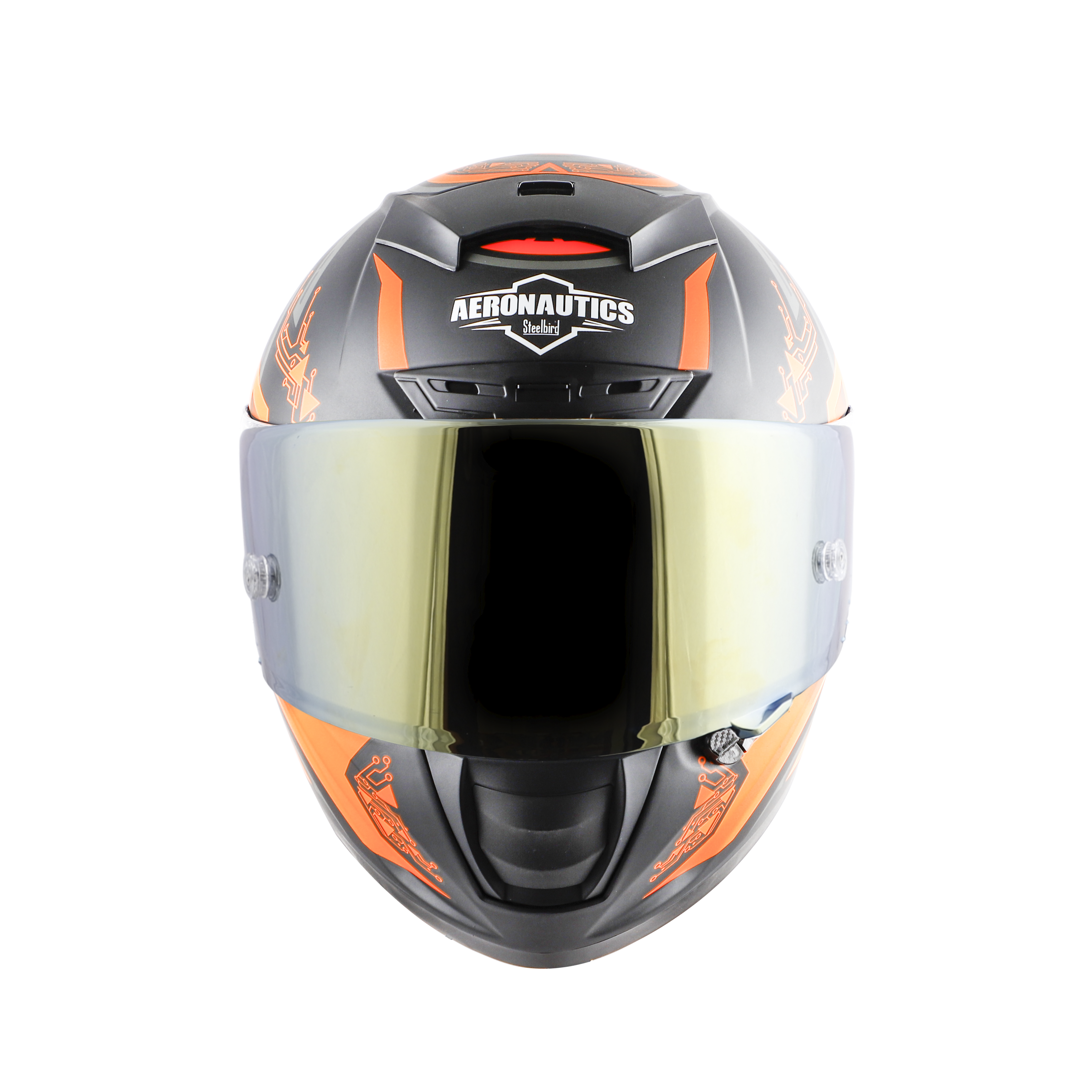 SA-2 ELECTRIC GLOSSY BLACK WITH ORANGE (FITTED WITH CLEAR VISOR EXTRA GOLD CHROME VISOR FREE WITH ANTI-FOG SHIELD HOLDER)