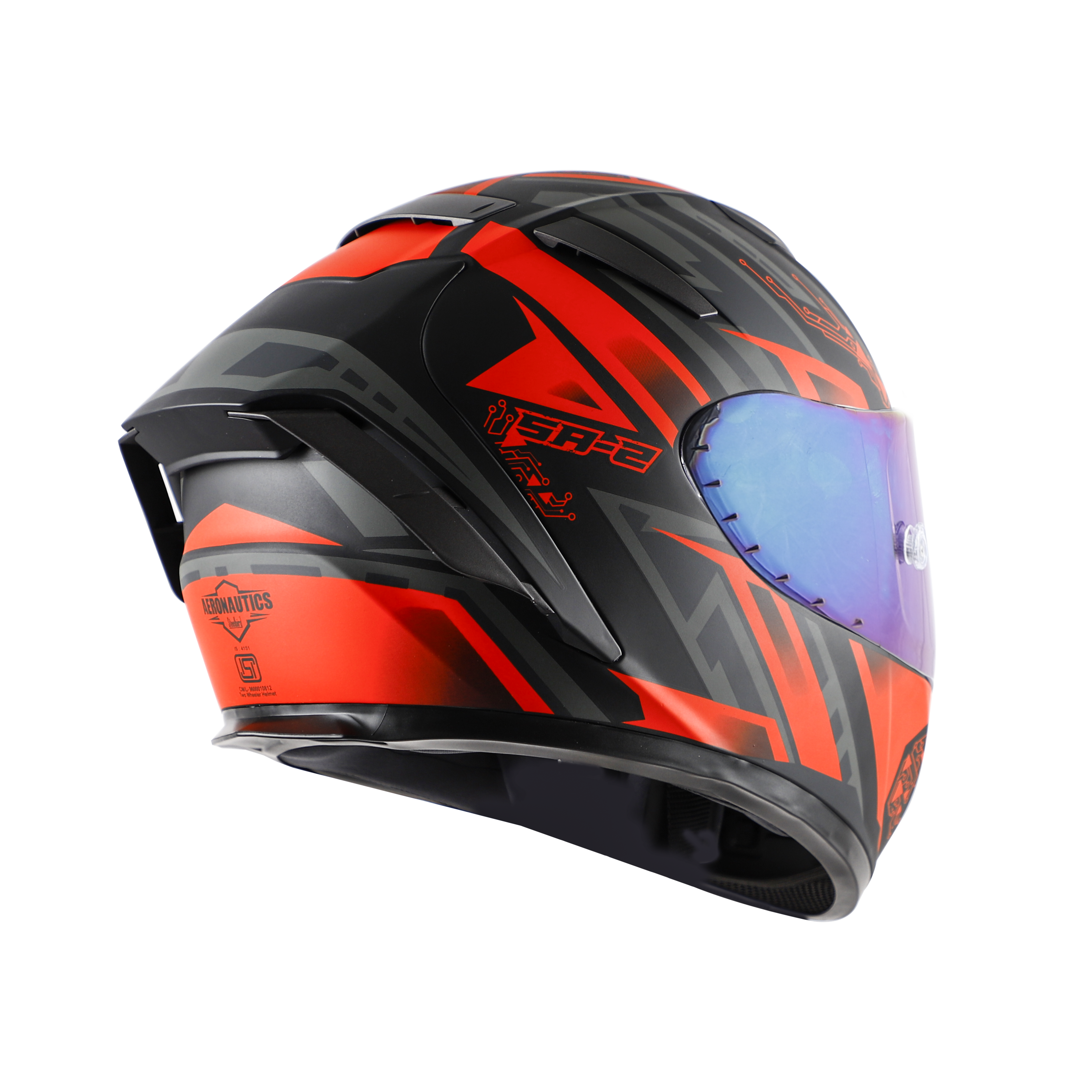 SA-2 ELECTRIC GLOSSY BLACK WITH RED (FITTED WITH CLEAR VISOR EXTRA RAINBOW CHROME VISOR FREE WITH ANTI-FOG SHIELD HOLDER)