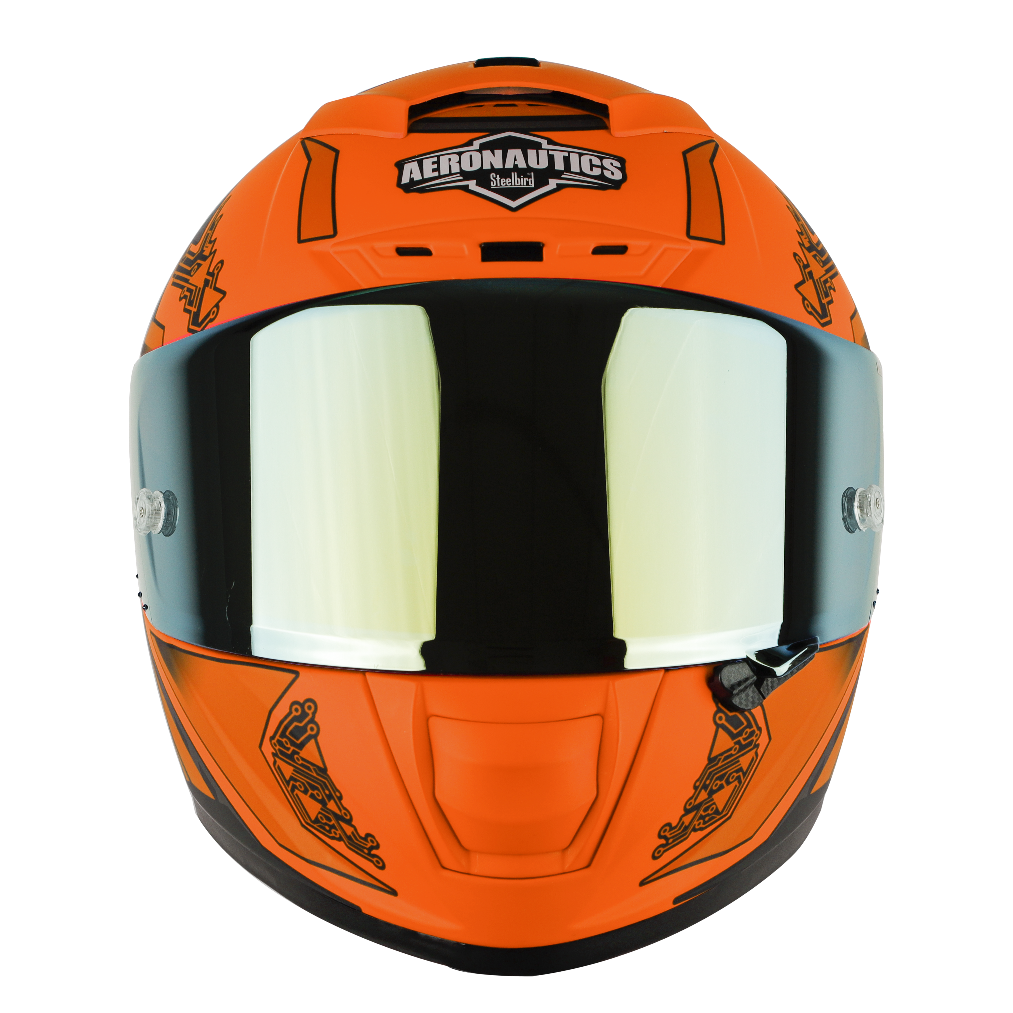 SA-2 ELECTRIC GLOSSY FLUO ORANGE WITH GREY (FITTED WITH CLEAR VISOR EXTRA GOLD CHROME VISOR FREE WITH ANTI-FOG SHIELD HOLDER)