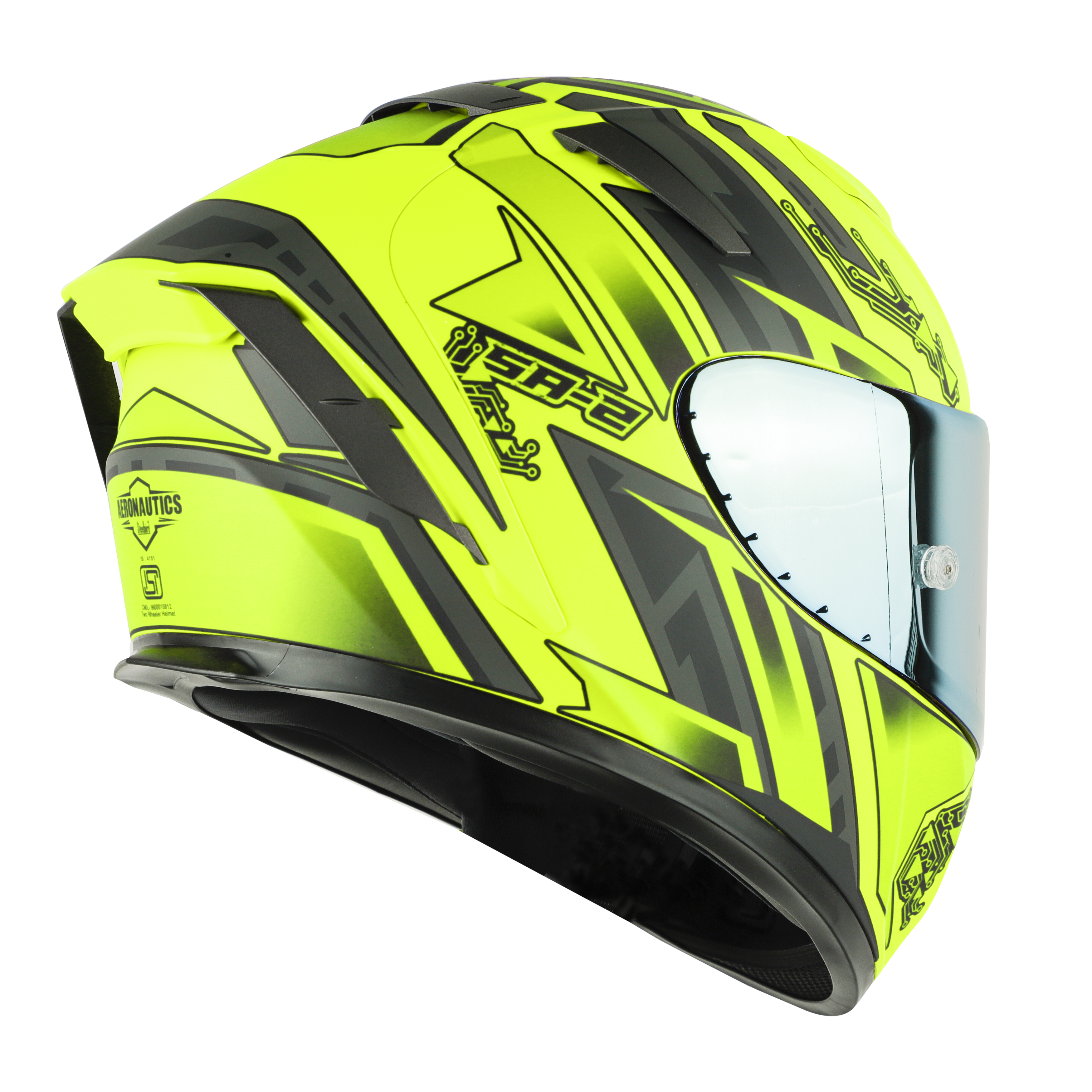 SA-2 ELECTRIC GLOSSY FLUO NEON WITH GREY (FITTED WITH CLEAR VISOR EXTRA GOLD CHROME VISOR FREE WITH ANTI-FOG SHIELD HOLDER)