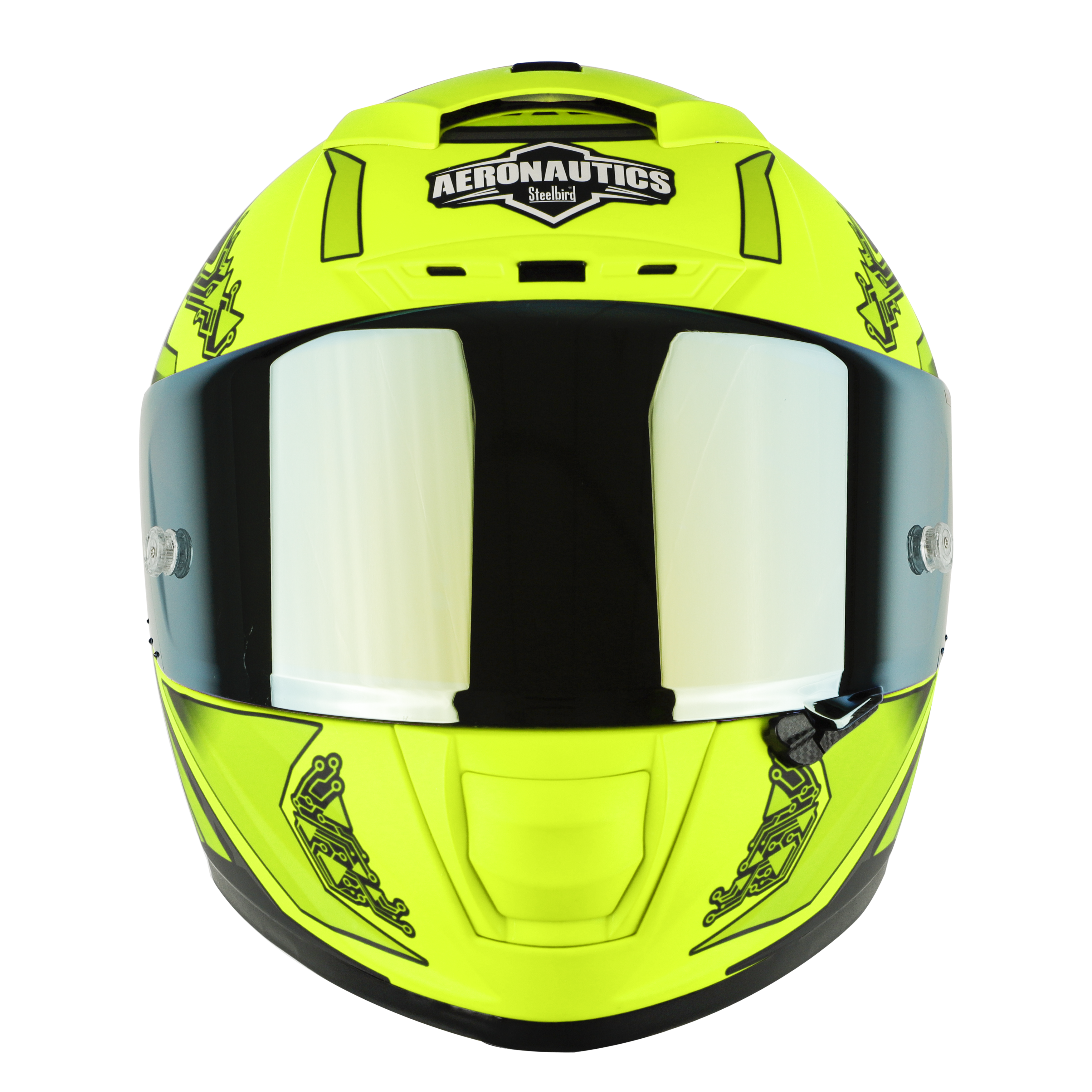 SA-2 ELECTRIC GLOSSY FLUO NEON WITH GREY (FITTED WITH CLEAR VISOR EXTRA GOLD CHROME VISOR FREE WITH ANTI-FOG SHIELD HOLDER)