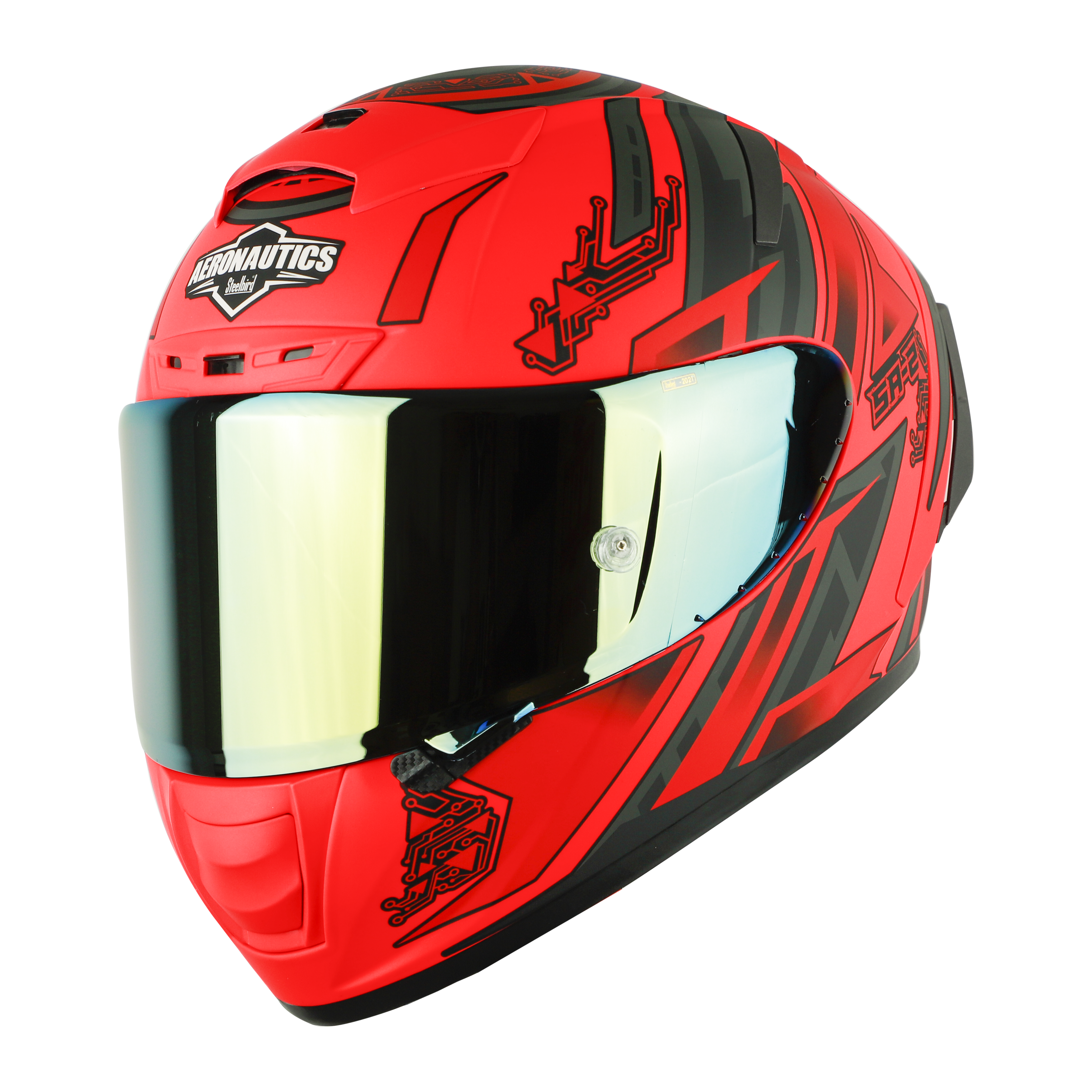 SA-2 ELECTRIC GLOSSY FLUO WATERMELON WITH GREY (FITTED WITH CLEAR VISOR EXTRA GOLD CHROME VISOR FREE WITH ANTI-FOG SHIELD HOLDER)