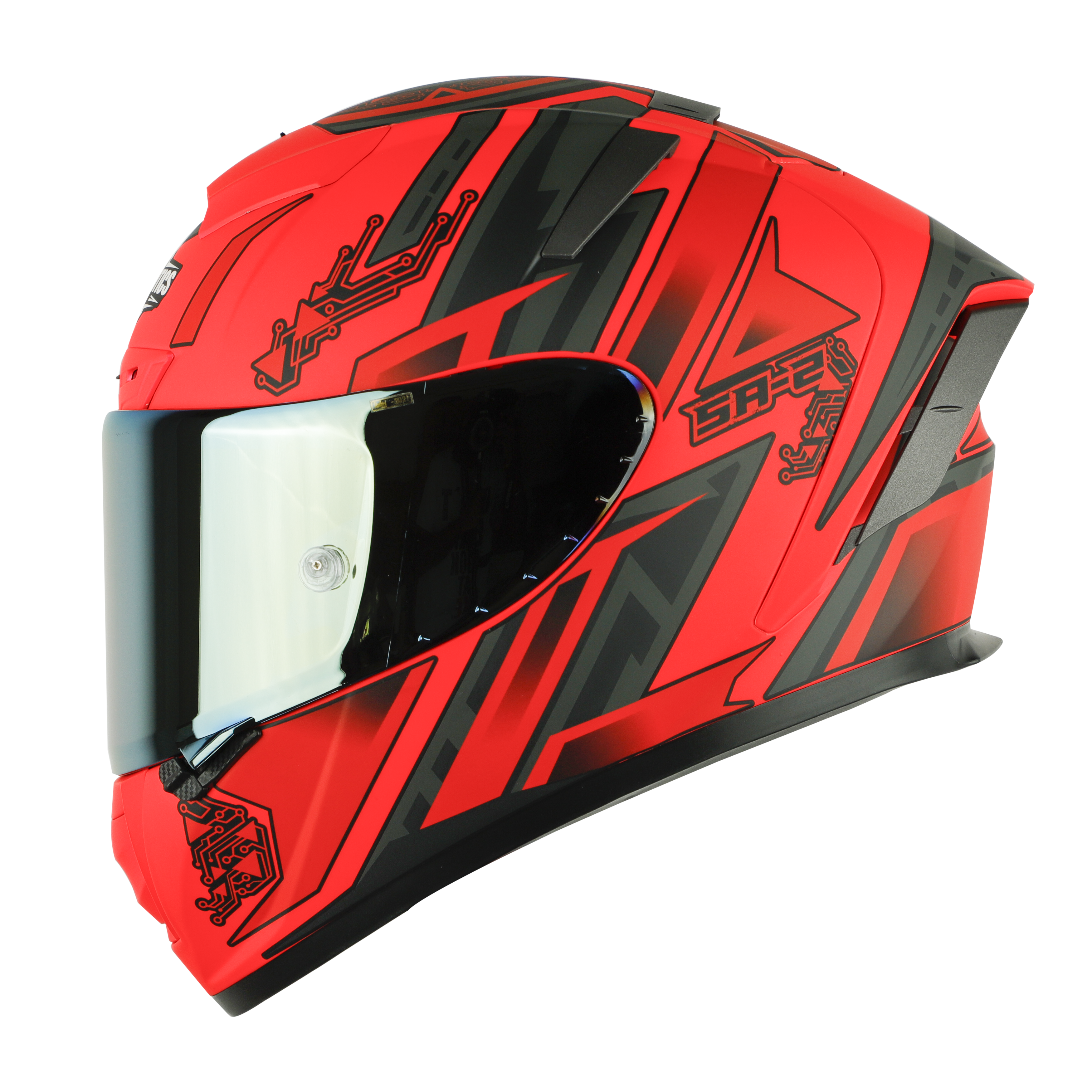 SA-2 ELECTRIC GLOSSY FLUO WATERMELON WITH GREY (FITTED WITH CLEAR VISOR EXTRA GOLD CHROME VISOR FREE WITH ANTI-FOG SHIELD HOLDER)