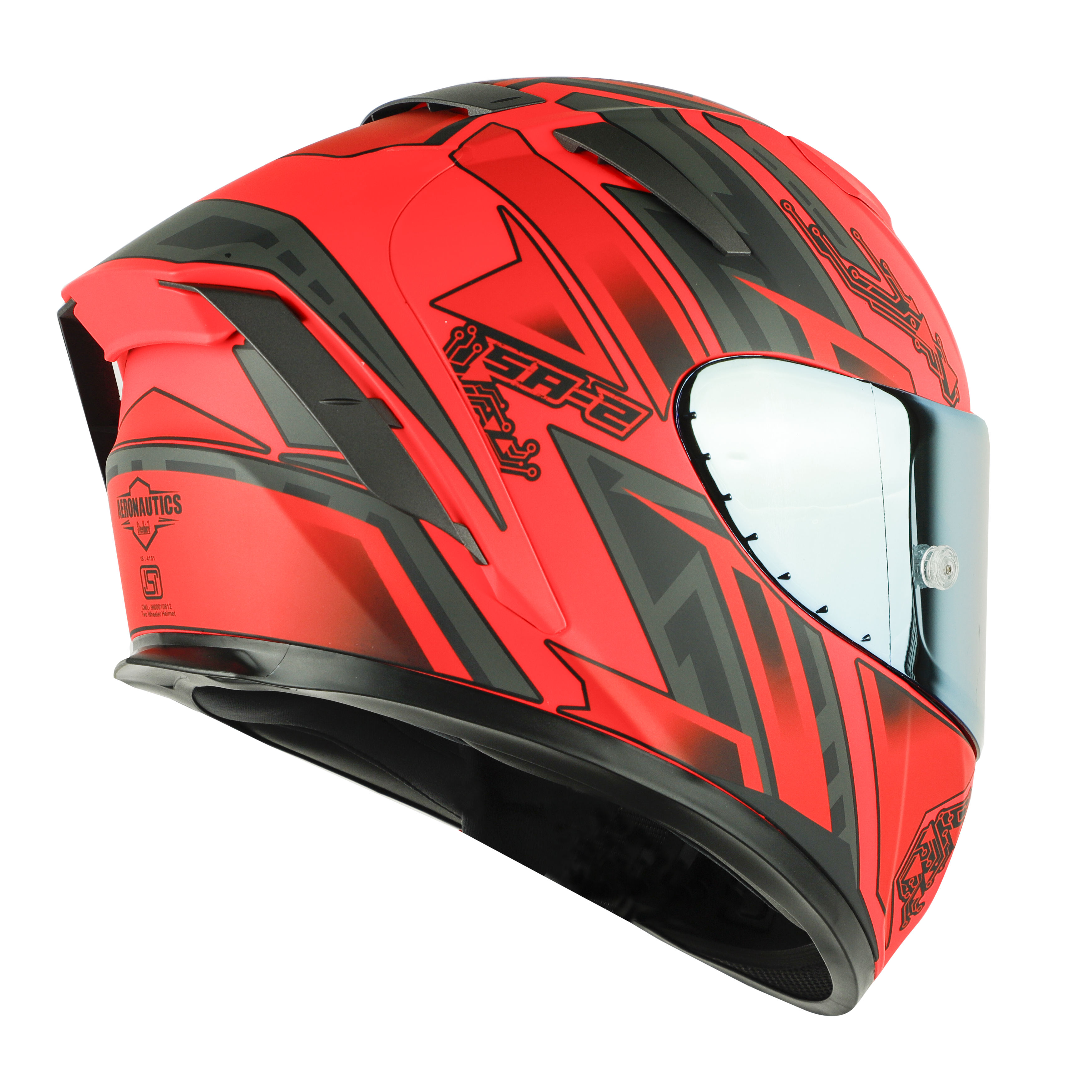 SA-2 ELECTRIC GLOSSY FLUO WATERMELON WITH GREY (FITTED WITH CLEAR VISOR EXTRA GOLD CHROME VISOR FREE WITH ANTI-FOG SHIELD HOLDER)