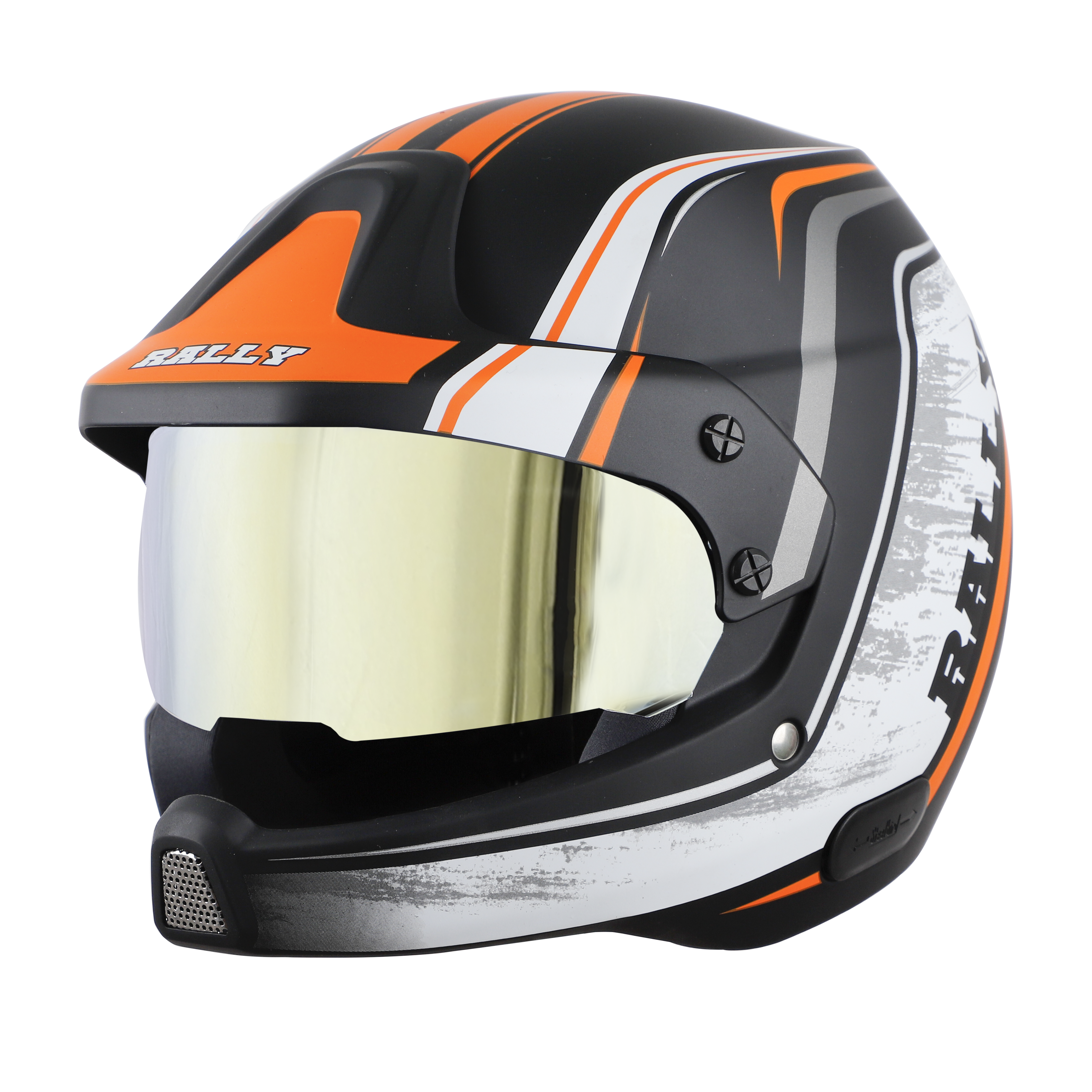 SB-51 RALLY RUT MAT BLACK WITH ORANGE ( FITTED WITH CLEAR VISOR EXTRA CHROME GOLD VISOR FREE)