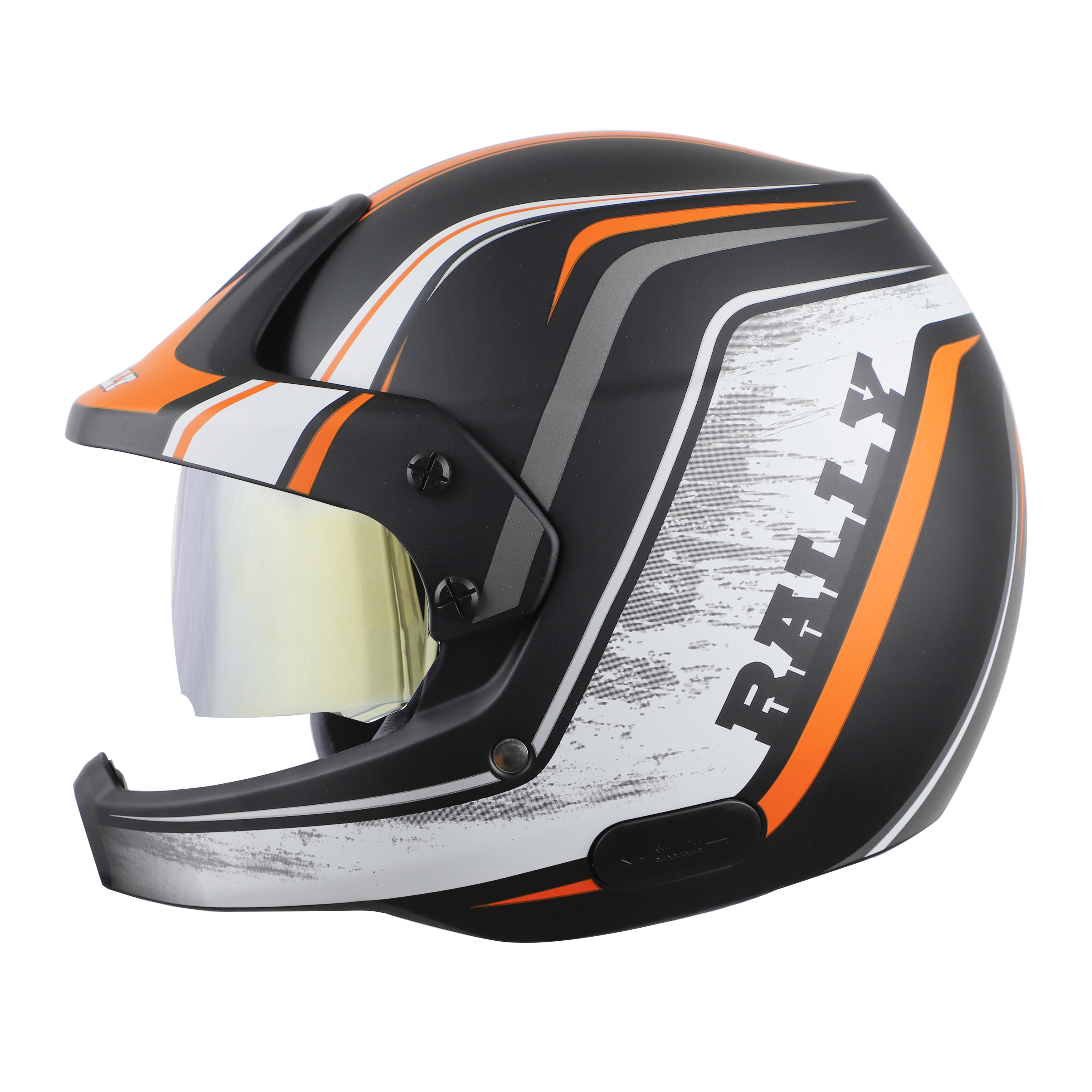 SB-51 RALLY RUT MAT BLACK WITH ORANGE ( FITTED WITH CLEAR VISOR EXTRA CHROME GOLD VISOR FREE)