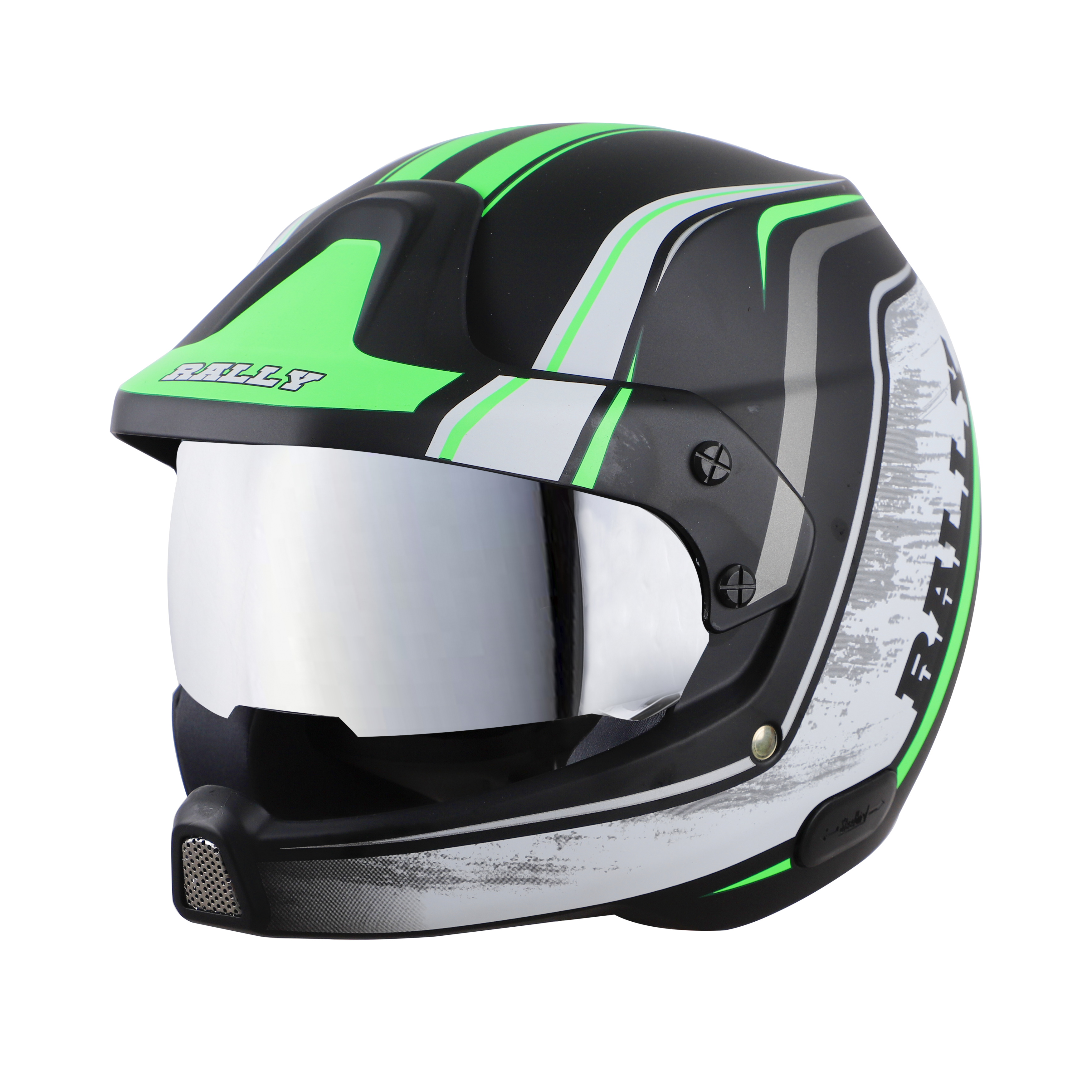 SB-51 RALLY RUT MAT BLACK WITH GREEN ( FITTED WITH CLEAR VISOR EXTRA CHROME SILVER VISOR FREE)