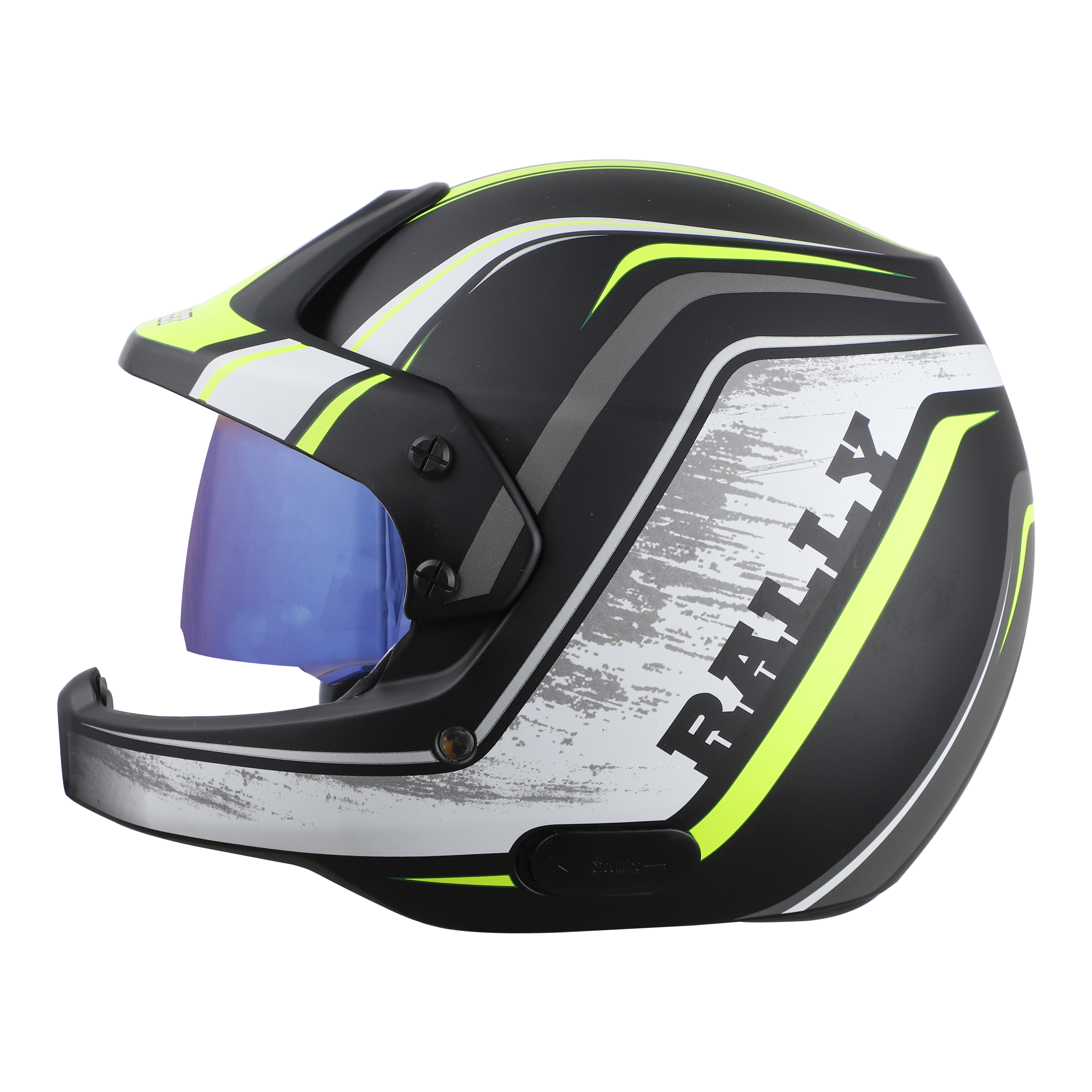 SB-51 RALLY RUT MAT BLACK WITH NEON ( FITTED WITH CLEAR VISOR EXTRA CHROME BLUE VISOR FREE)