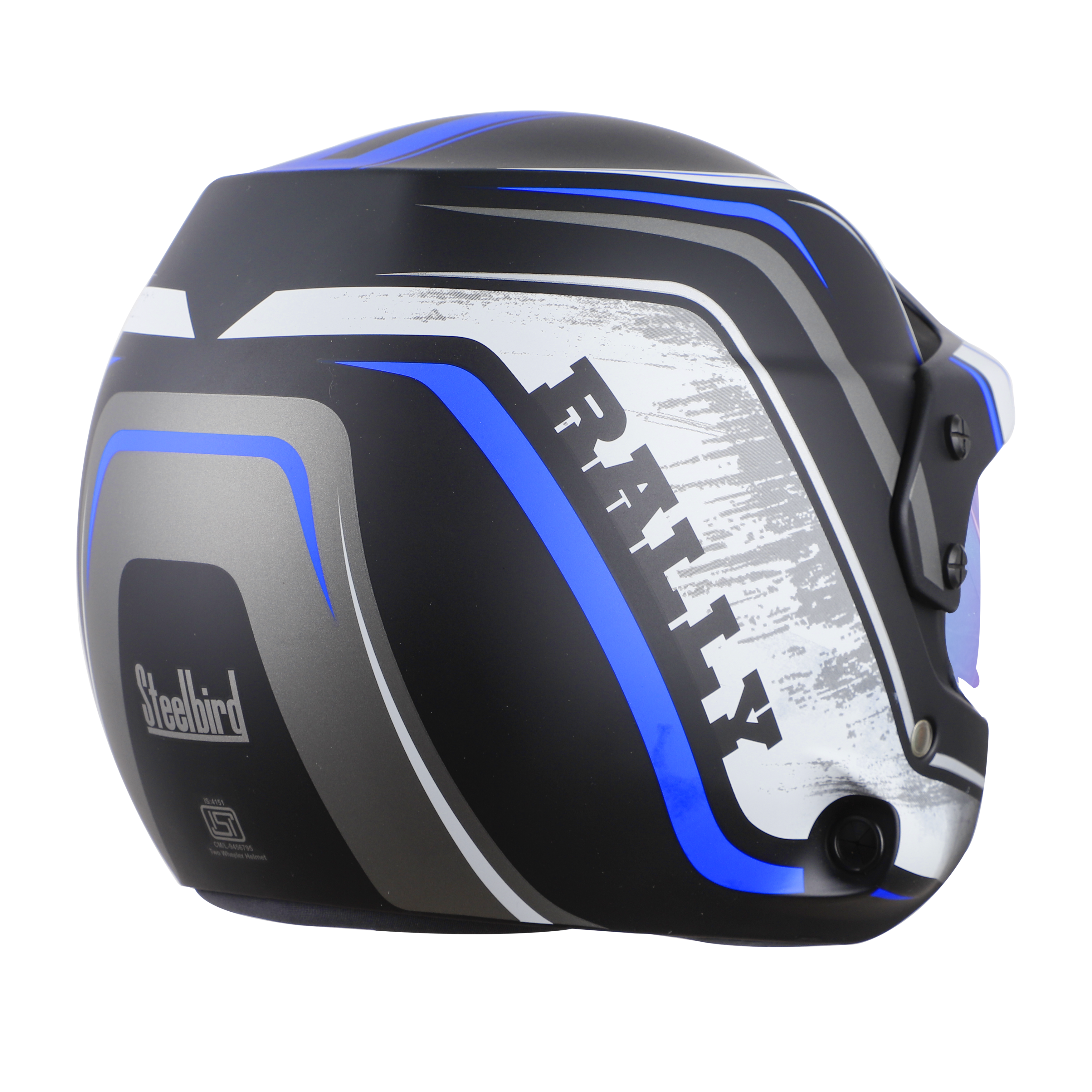 SB-51 RALLY RUT GLOSSY BLACK WITH BLUE ( FITTED WITH CLEAR VISOR EXTRA CHROME RAINBOW VISOR FREE)