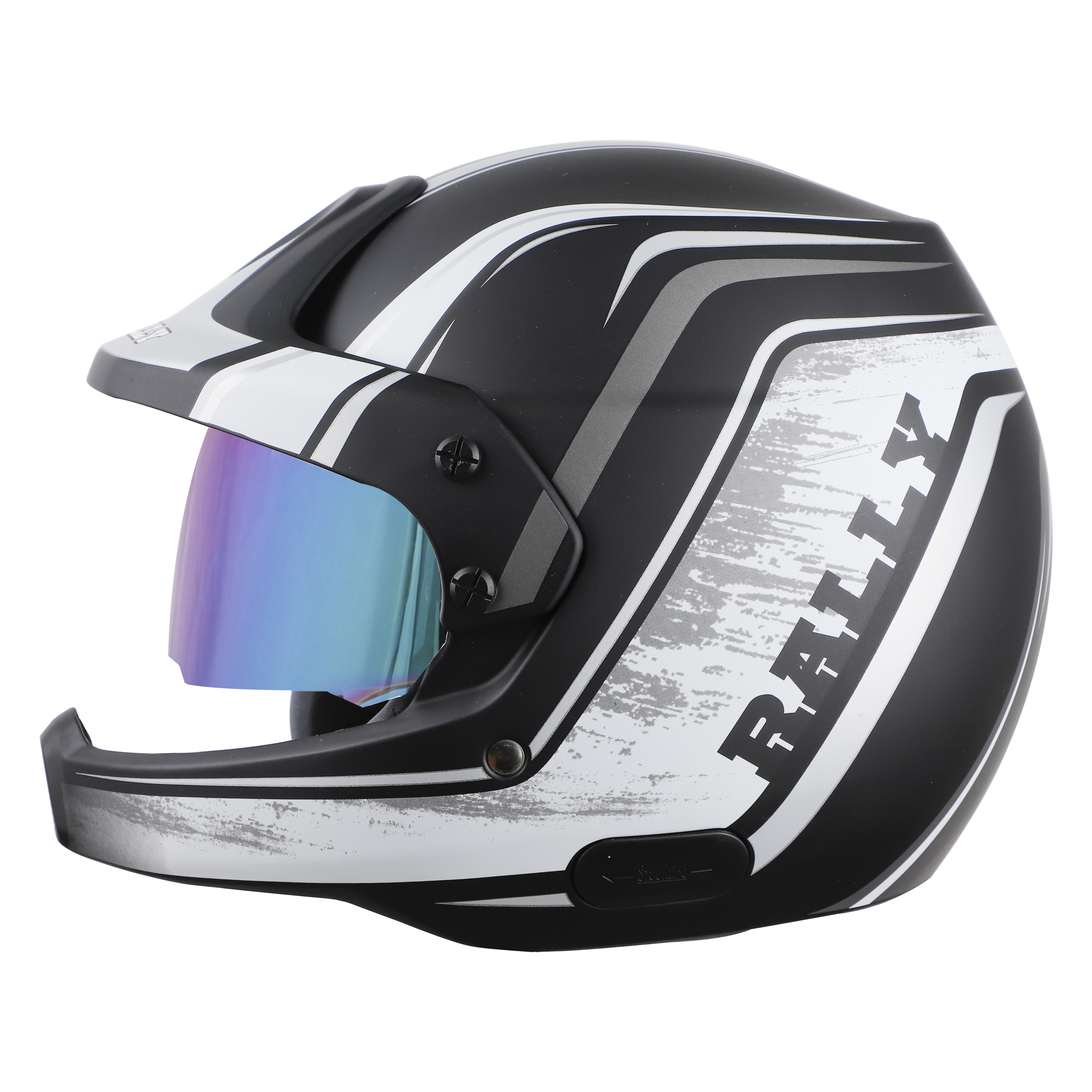 SB-51 RALLY RUT GLOSSY BLACK WITH GREY ( FITTED WITH CLEAR VISOR EXTRA CHROME RAINBOW VISOR FREE)